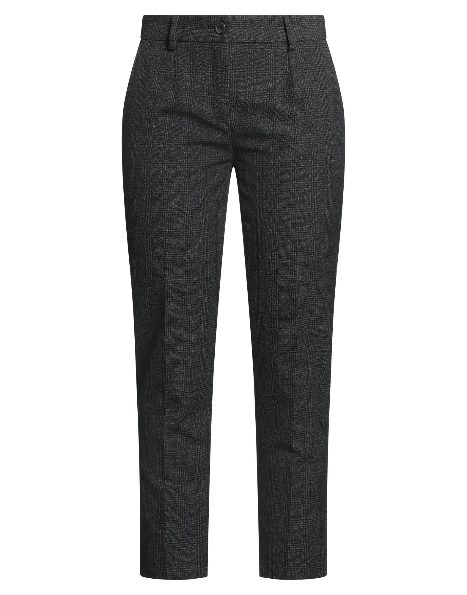 테이퍼드 팬츠, 플란넬, 프린스 오브 웨일스, 장식 부착 없음, 노멀 웨이스트, 레귤러 핏, 지퍼 여밈, 버튼 여밈, 슬릿 포켓, 드라이클리닝, 표백 금지, 건조기 사용불가, 편안함과 우아함이 결합된 격식을 갖춘 세련된 포멀 오피스 룩. 이미지