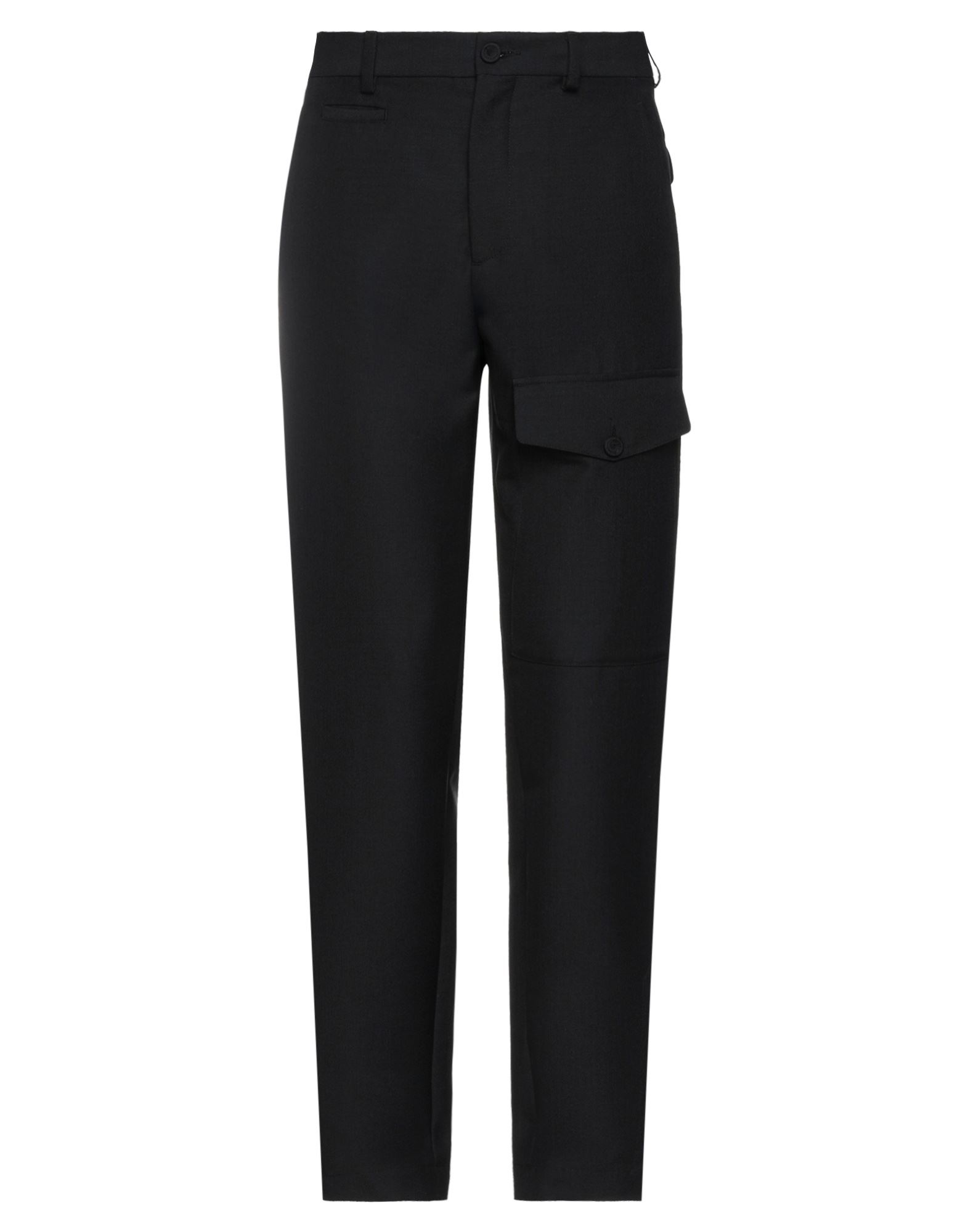 울 보일, 프린트 디테일 솔리드 컬러, 장식 부착 없음, 노멀 웨이스트, regular fit, 테이퍼드 레그, 버튼 & 지퍼, 멀티 포켓, 버튼여밈 헴라인. 이미지