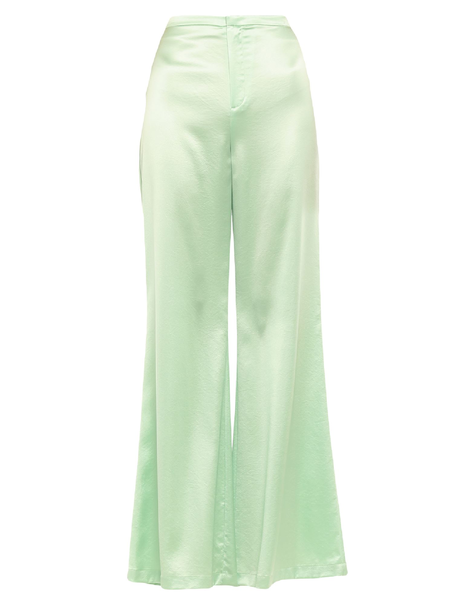 와이드 레그 팬츠, 새틴, 솔리드 컬러, 장식 부착 없음, 하이 웨이스트, 레귤러 핏, 포켓 없음, 이 브랜드는 사이즈가 크게 나옵니다, 특별한 날에 돋보이는 남다른 감각을 보여줄 수 있는 우아한 세레모니 룩. 이미지