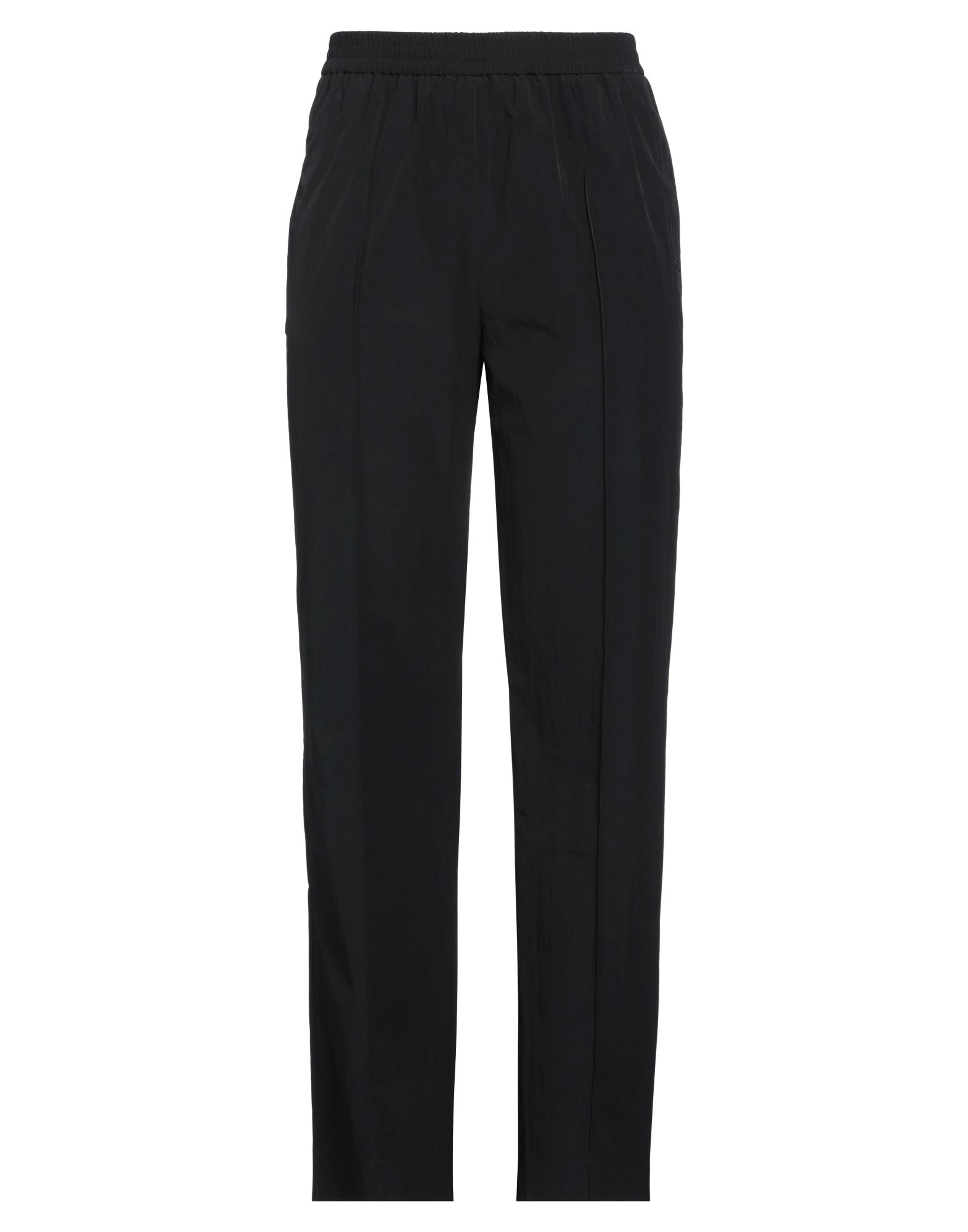 테크니컬 패브릭, 브랜드 로고, 크리스탈, 장식 디테일 솔리드 컬러, 하이 웨이스트, 레귤러 핏, 안감없음, 멀티 포켓, 세탁기로 세탁, 표백 금지, 건조기 사용불가, 스트레이트 레그 팬츠. 이미지