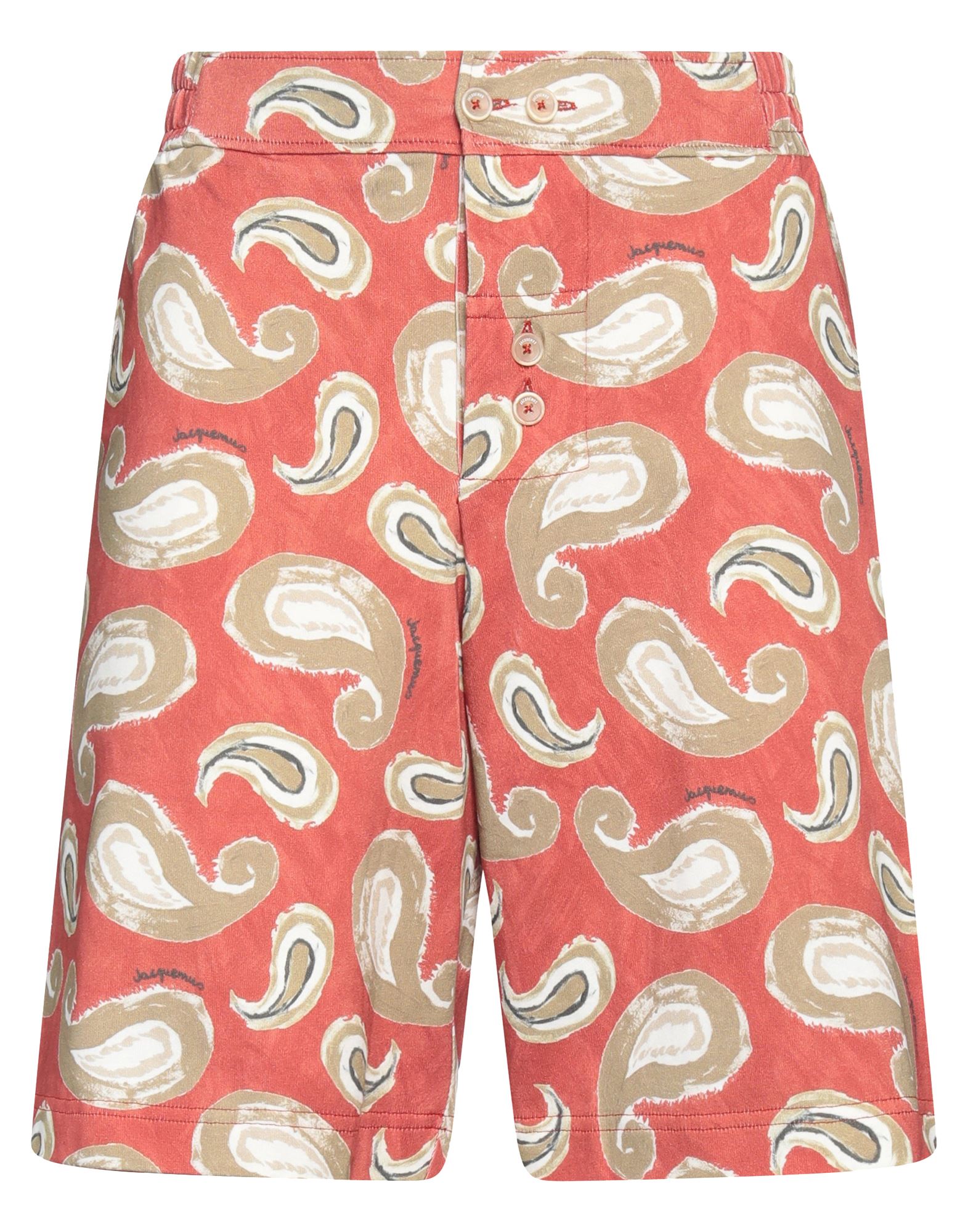 저지, 장식 부착 없음, 페이즐리 패턴, 하이 웨이스트, 컴포트 핏, 버튼 여밈, 멀티 포켓, 손세탁 또는 드라이클리닝, 표백 금지, 건조기 사용불가, 스포츠 쇼츠. 이미지