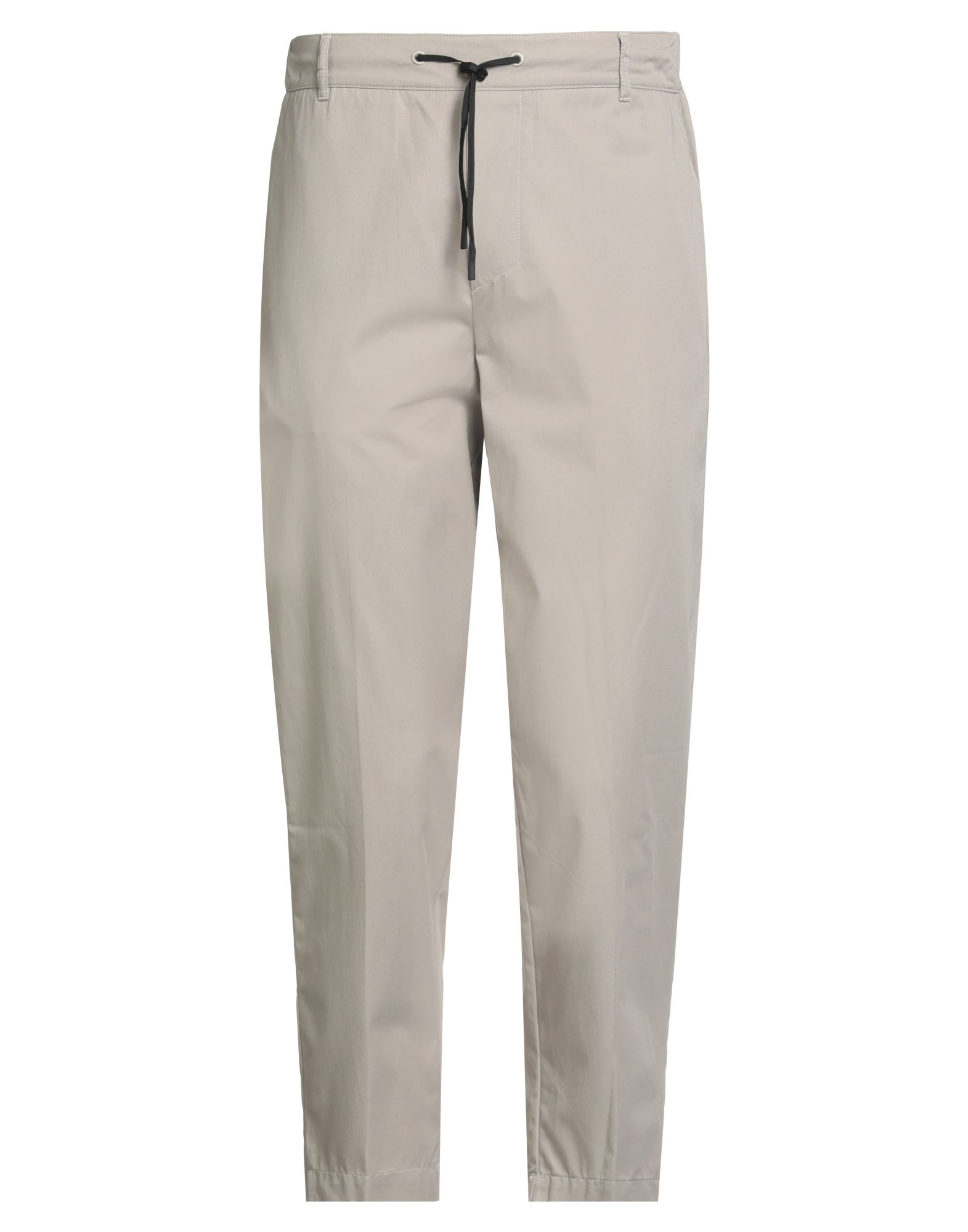 치노 팬츠, 트윌, 솔리드 컬러, 자수 로고 장식, 하이 웨이스트, 드로스트링 웨이스트, 테이퍼드 레그, 컴포트 핏, 슬릿 포켓, 세탁기 세탁 또는 드라이클리닝, 표백 금지, 건조기 사용불가, 크롭트. 이미지