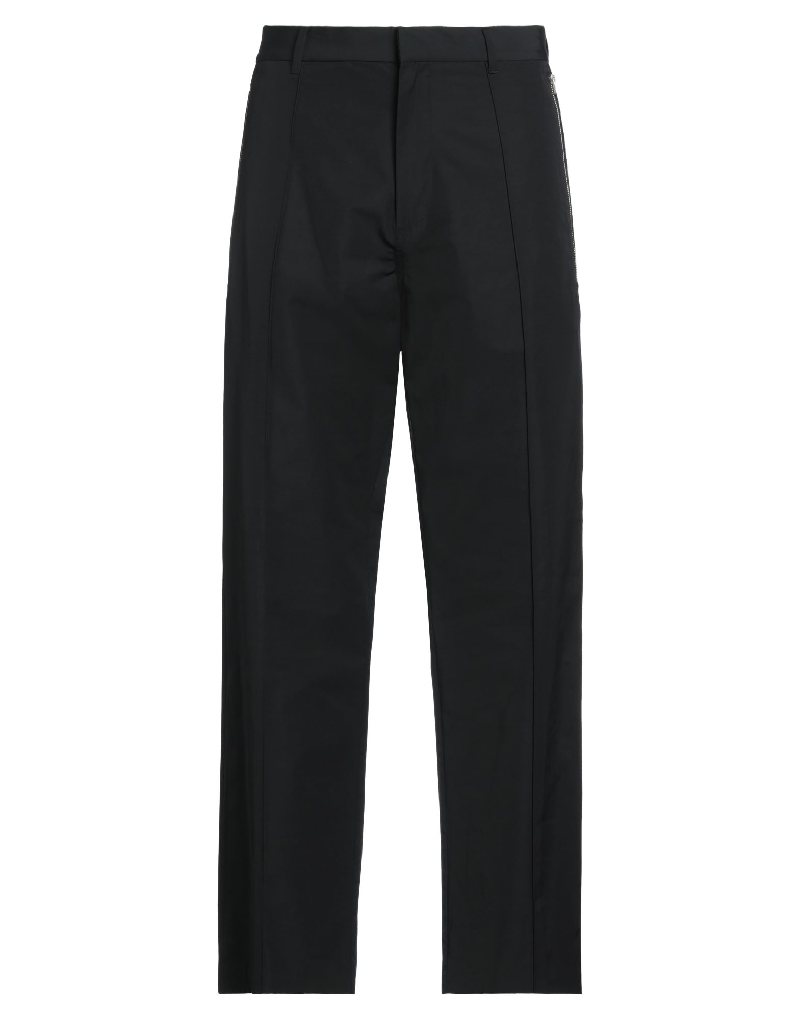 캐주얼 팬츠, 테크니컬 패브릭, 솔리드 컬러, 브랜드 로고, 하이 웨이스트, 스트레이트 레그, 레귤러 핏, 후크 여밈, 지퍼 여밈, 멀티 포켓, 세탁기로 세탁, 건조기 사용불가. 이미지