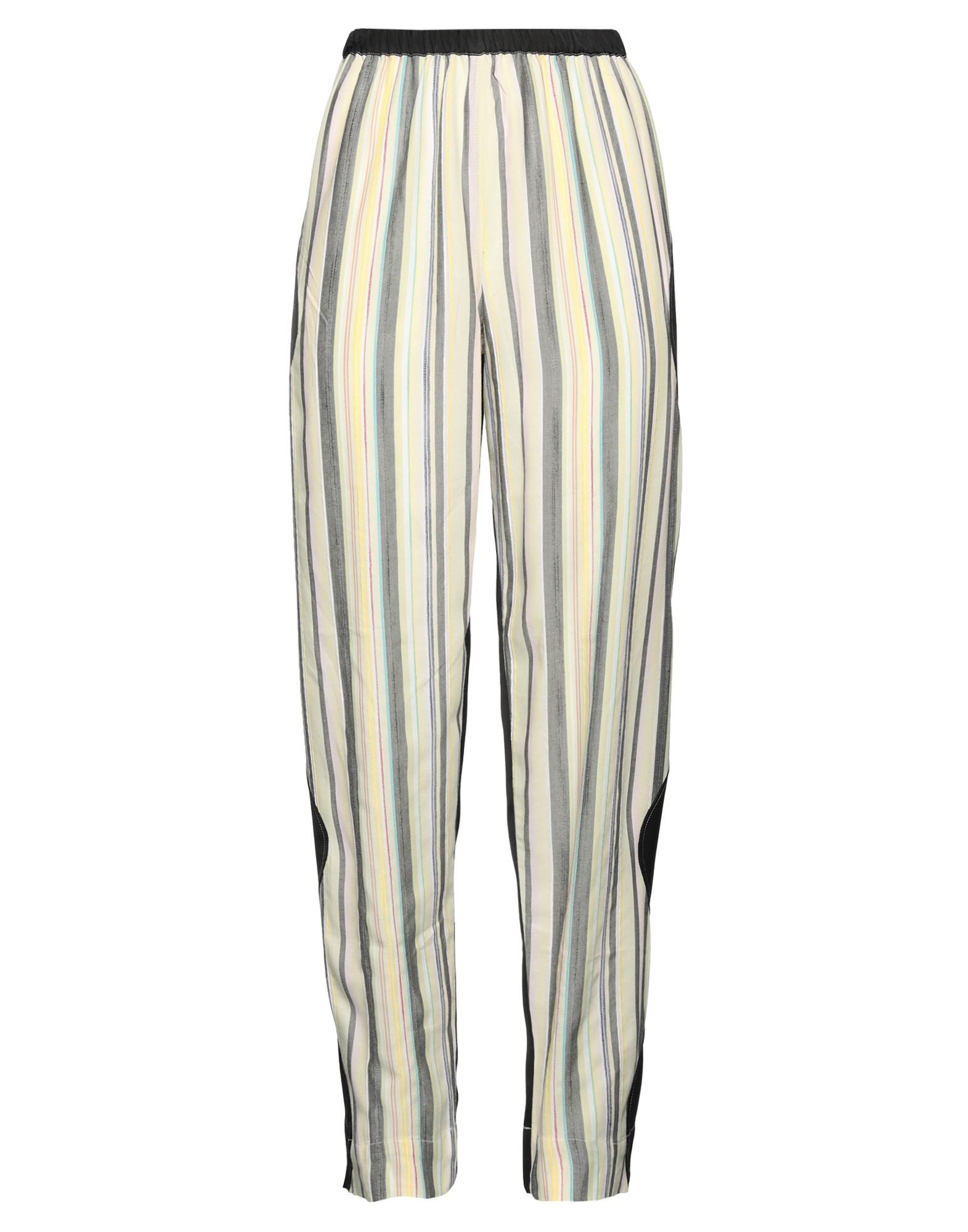 우븐, 새틴, 장식 부착 없음, 스트라이프, 하이 웨이스트, 테이퍼드 레그, 레귤러 핏, 엘라스틱, 포켓 없음, 기타 바지. 이미지