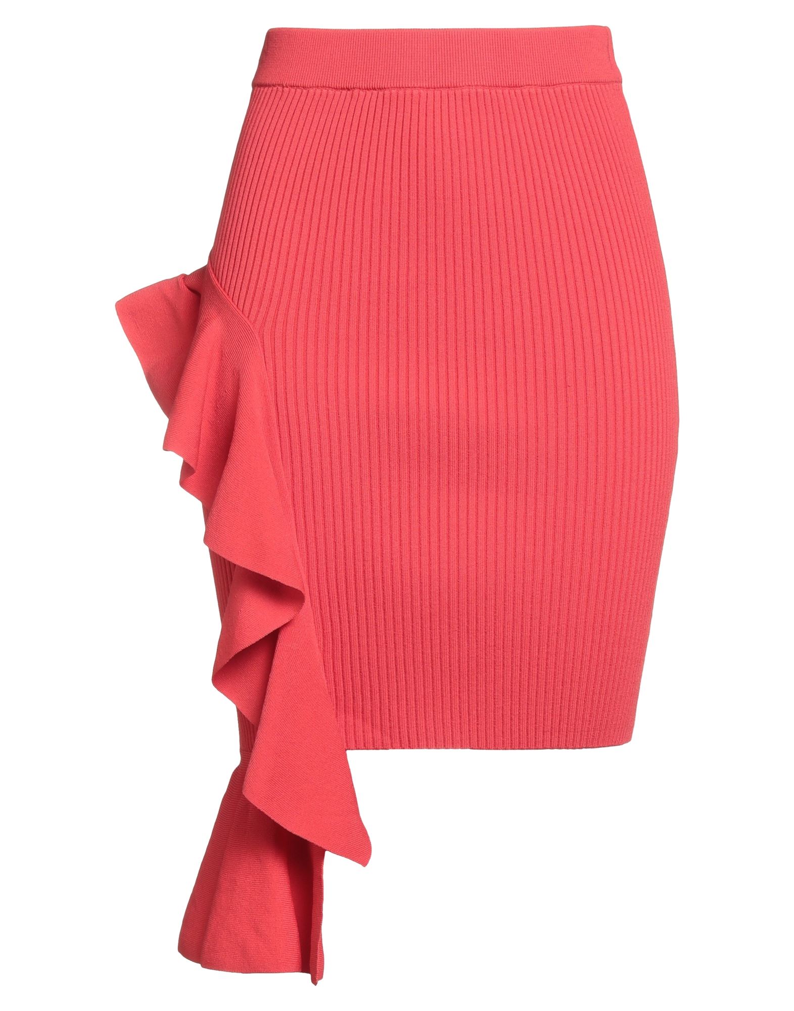 펜슬 스커트, 니트 소재, 리브(rib) 조직, 미디엄웨이트 니트, 장식 디테일 솔리드 컬러, 러플, 브랜드 로고, 엘라스틱 웨이스트라인, 손세탁 또는 드라이클리닝, 표백 금지, 건조기 사용불가, 이 브랜드는 사이즈가 작게 나옵니다. 이미지