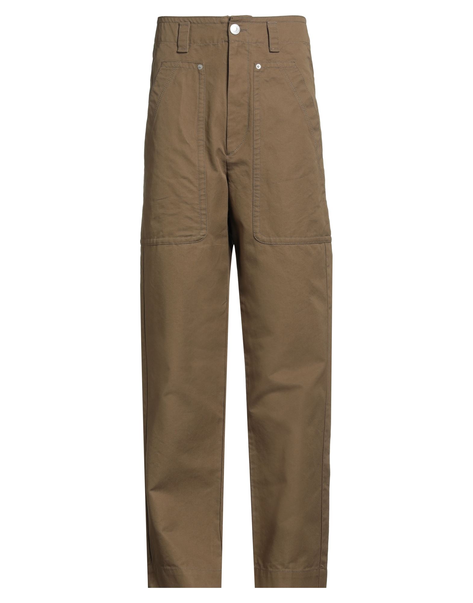 캐주얼 팬츠, 캔바스, 솔리드 컬러, 장식 부착 없음, 하이 웨이스트, 벨트 루프, 스트레이트 레그, 레귤러 핏, 지퍼 여밈, 1 버튼, 멀티 포켓, 세탁기 세탁 또는 드라이클리닝, 표백 금지, 건조기 사용불가. 이미지