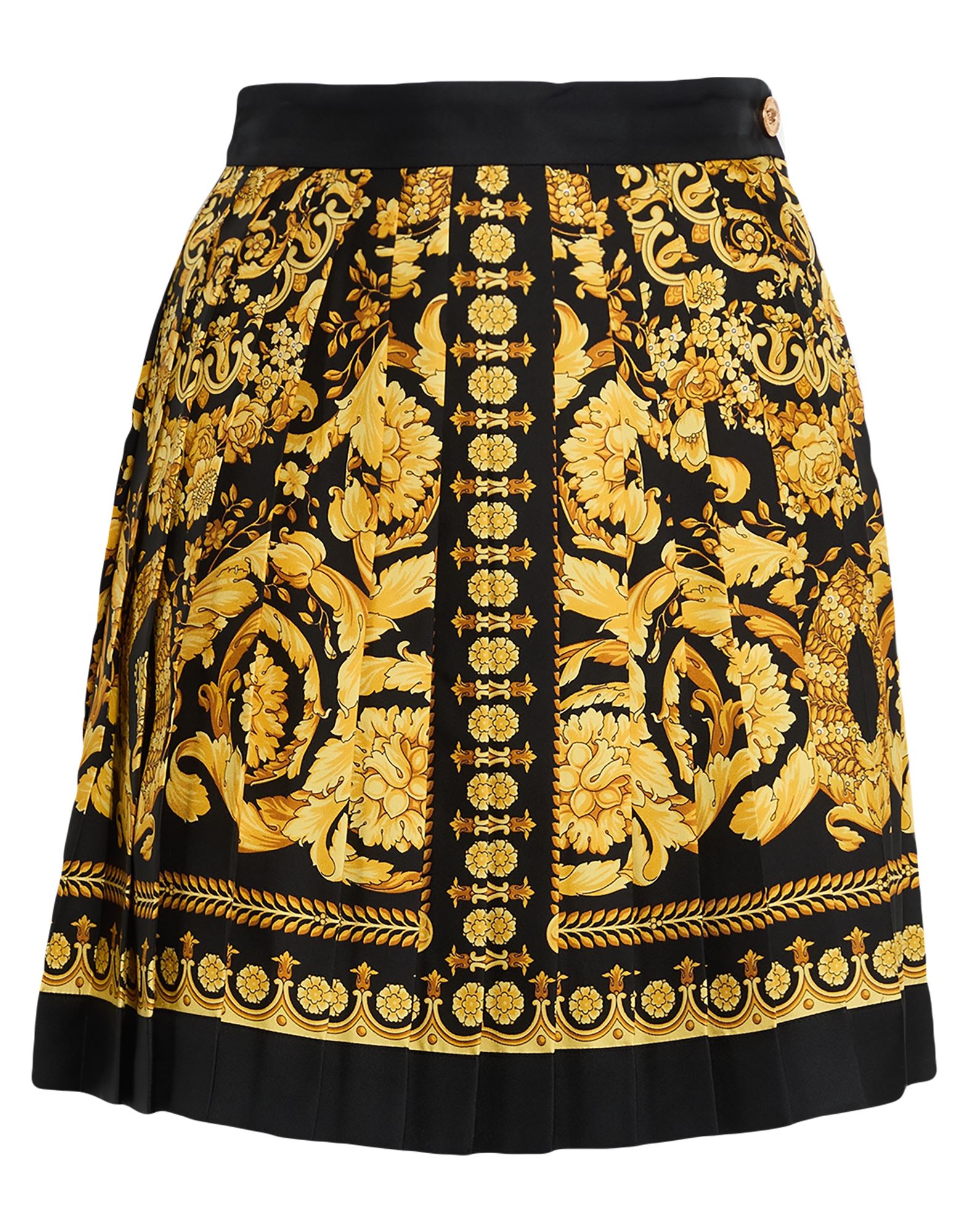 플리츠 스커트, 트윌, 시그니처 프린트, 장식 부착 없음, 안감없음, 지퍼 여밈, 스냅버튼 여밈, 드라이클리닝, 표백 금지, 건조기 사용불가. 이미지