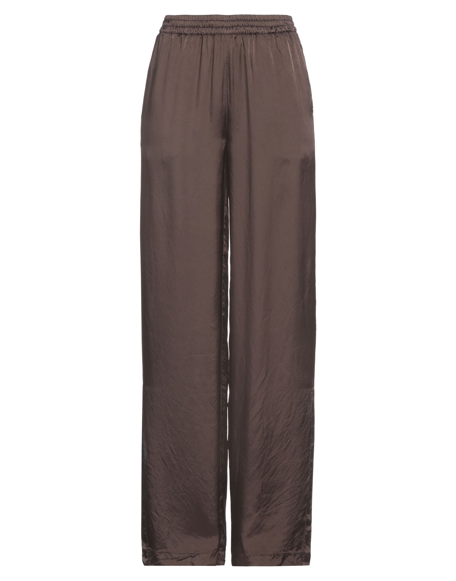 와이드 레그 팬츠, 새틴, 솔리드 컬러, 장식 부착 없음, 하이 웨이스트, 엘라스틱 웨이스트라인, 레귤러 핏, 멀티 포켓, 드라이클리닝, 표백 금지, 건조기 사용불가. 이미지