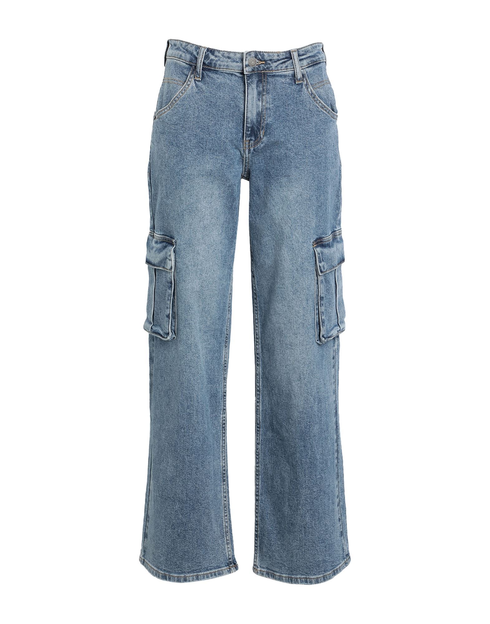 데님, 바랜 효과, 브랜드 로고, 솔리드 컬러, 미디엄 워싱, 하이 웨이스트, 벨트 루프, 스트레이트 레그, 레귤러 핏, 지퍼 클로저, 1 버튼, 멀티 포켓, 스트레이트 레그 스타일. 이미지