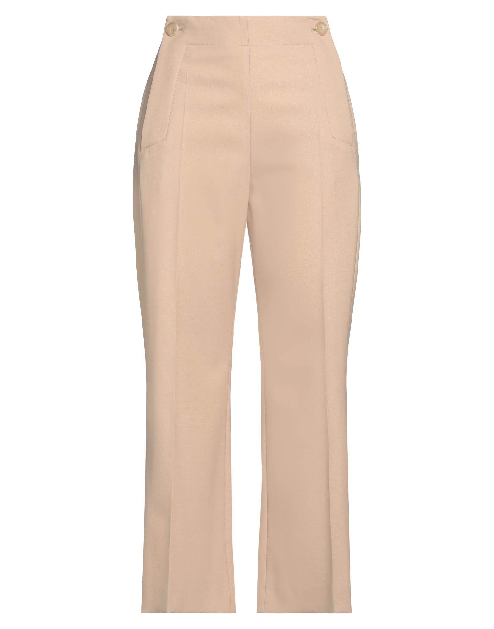 스트레이트 레그 팬츠, 울 보일, 솔리드 컬러, 장식 부착 없음, 하이 웨이스트, 레귤러 핏, 지퍼 여밈, 버튼 여밈, 멀티 포켓, 스트레치, 드라이클리닝, 표백 금지, 건조기 사용불가, 이 브랜드는 사이즈가 크게 나옵니다. 이미지