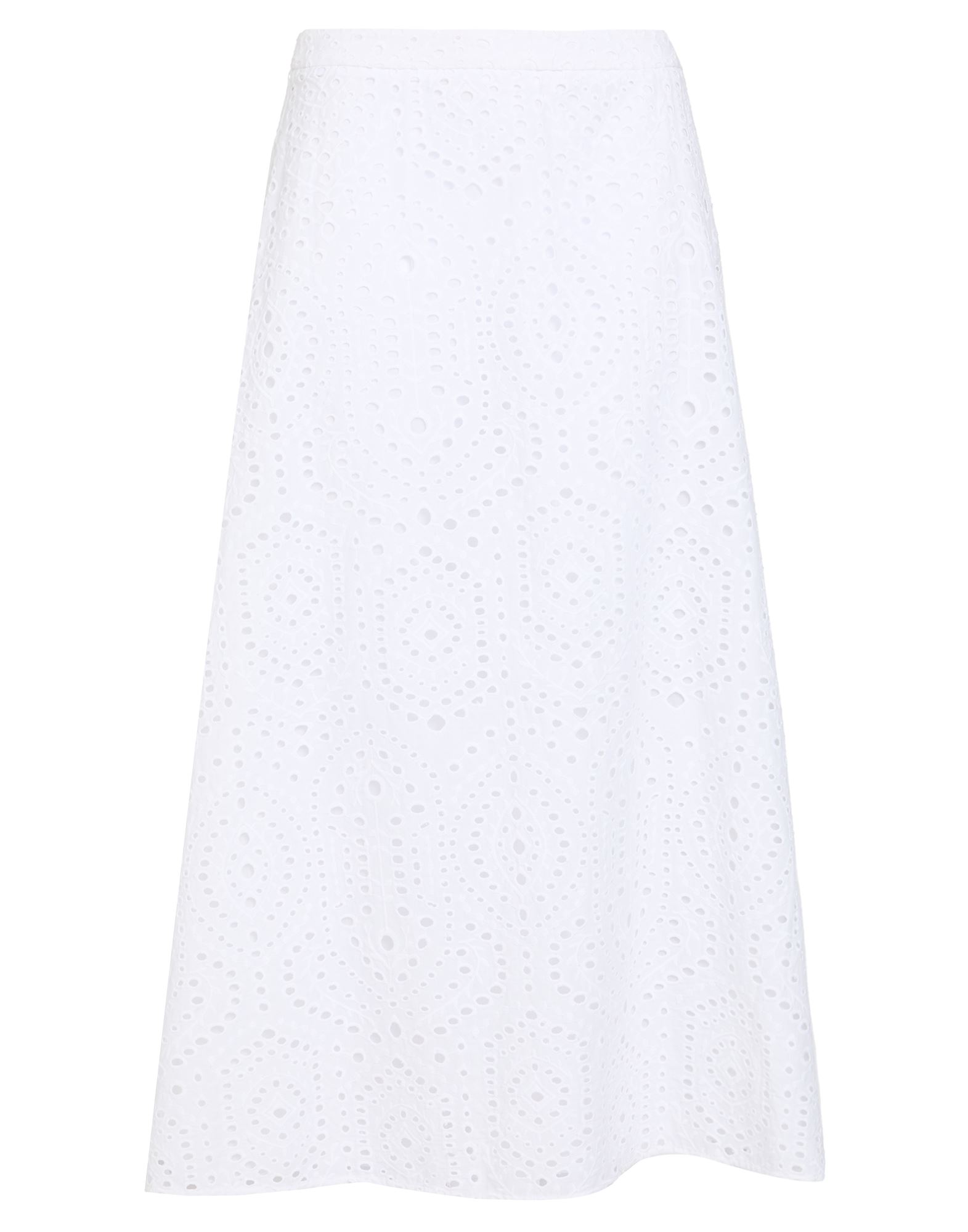 플레어 스커트, 브로더리 엥그레에즈, 솔리드 컬러, 장식 부착 없음, 안감있음, 지퍼 여밈, 포켓 없음, 드라이클리닝, 표백 금지, 건조기 사용불가. 이미지