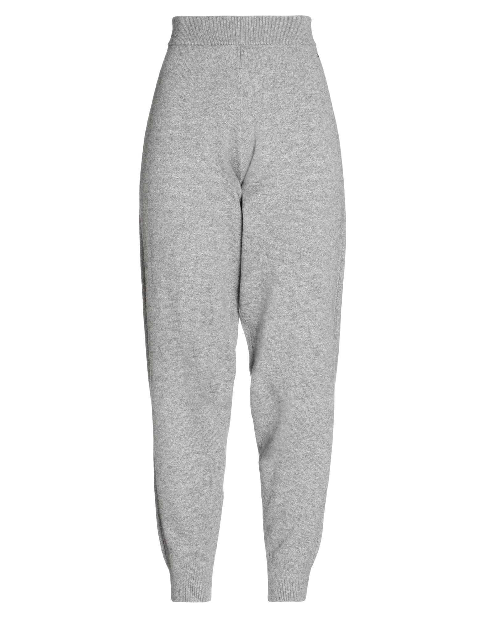 테이퍼드 팬츠, 니트 소재, 라이트웨이트 니트, 멜란지, 브랜드 로고, 하이 웨이스트, 엘라스틱 웨이스트라인, 컴포트 핏, 엘라스틱 헴라인, 포켓 없음, 세탁기로 세탁, 표백 금지, 건조기 사용불가. 이미지