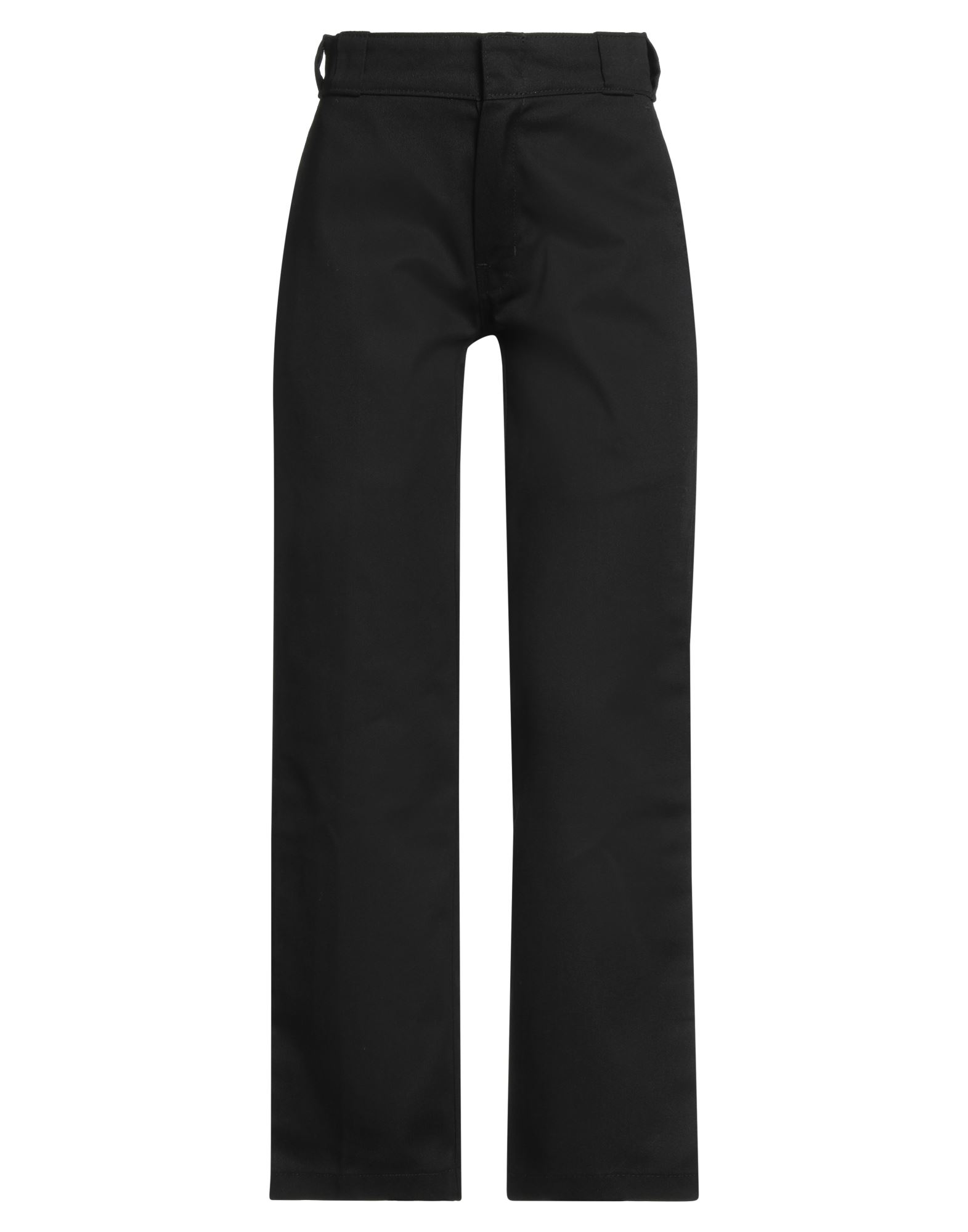 스트레이트 레그 팬츠, 우븐, 솔리드 컬러, 브랜드 로고, 노멀 웨이스트, 레귤러 핏, 후크 여밈, 지퍼 여밈, 슬릿 포켓, 웰트 포켓, 세탁기로 세탁, 표백 금지, 건조기 사용가능. 이미지