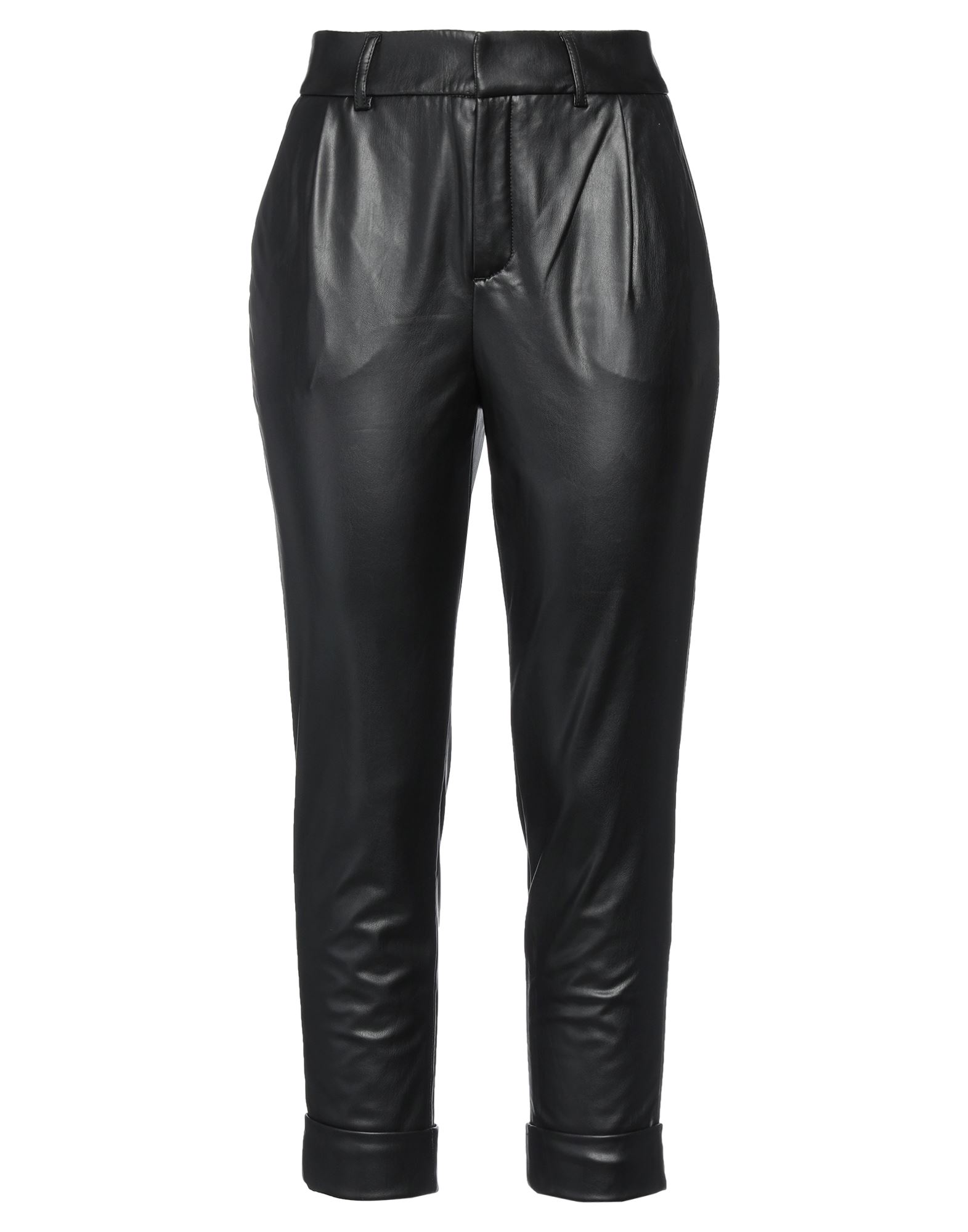 인조가죽, 브랜드 로고, 솔리드 컬러, 하이 웨이스트, 벨트 루프, 테이퍼드 레그, 스키니, 커프드 헴, 멀티 포켓, 테일러드. 이미지