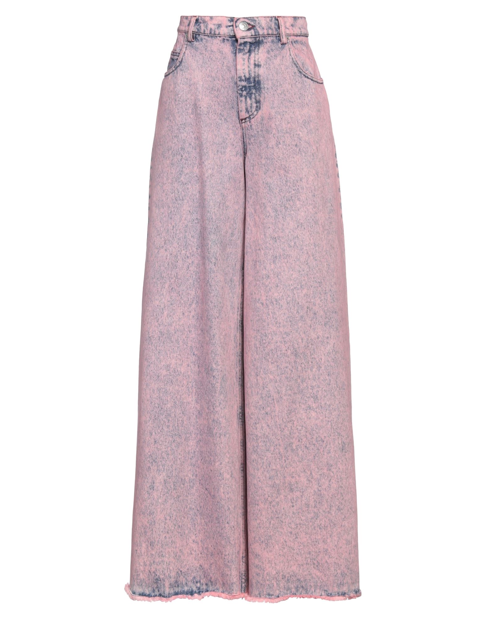 와이드 레그 진, 데님, 바랜 효과, 솔리드 컬러, 브랜드 로고, 가죽 인서트, 컬러 워싱, 하이 웨이스트, 레귤러 핏, 지퍼 여밈, 1 버튼, 프린지 헴, 멀티 포켓, 세탁기로 세탁, 표백 금지, 건조기 사용불가, 동물성 비섬유 자재 함유, 이 브랜드는 사이즈가 크게 나옵니다. 이미지