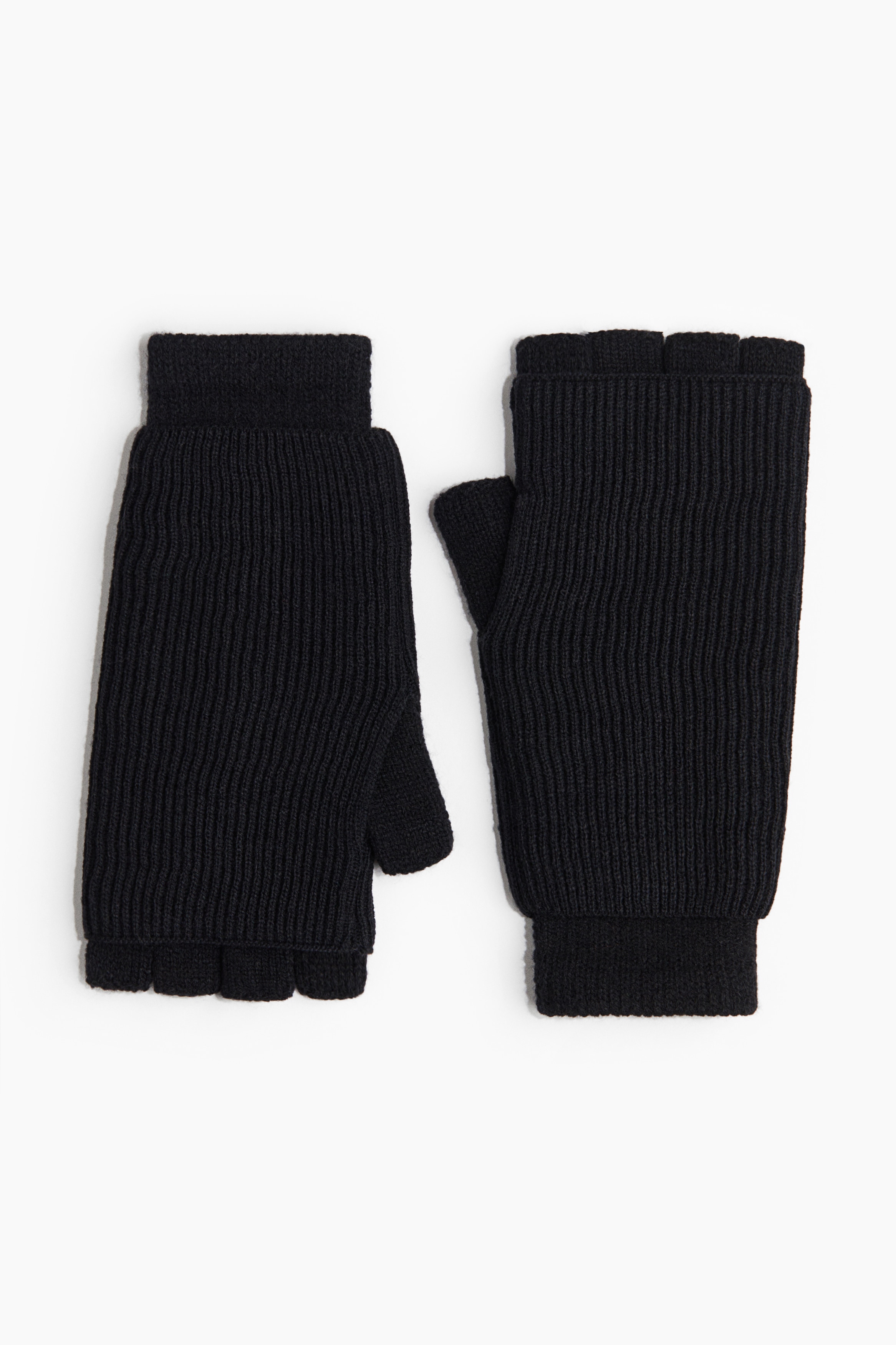 부드러운 파인니트 소재의 핑거리스 장갑. 리브드 마감된 손목단. 이미지