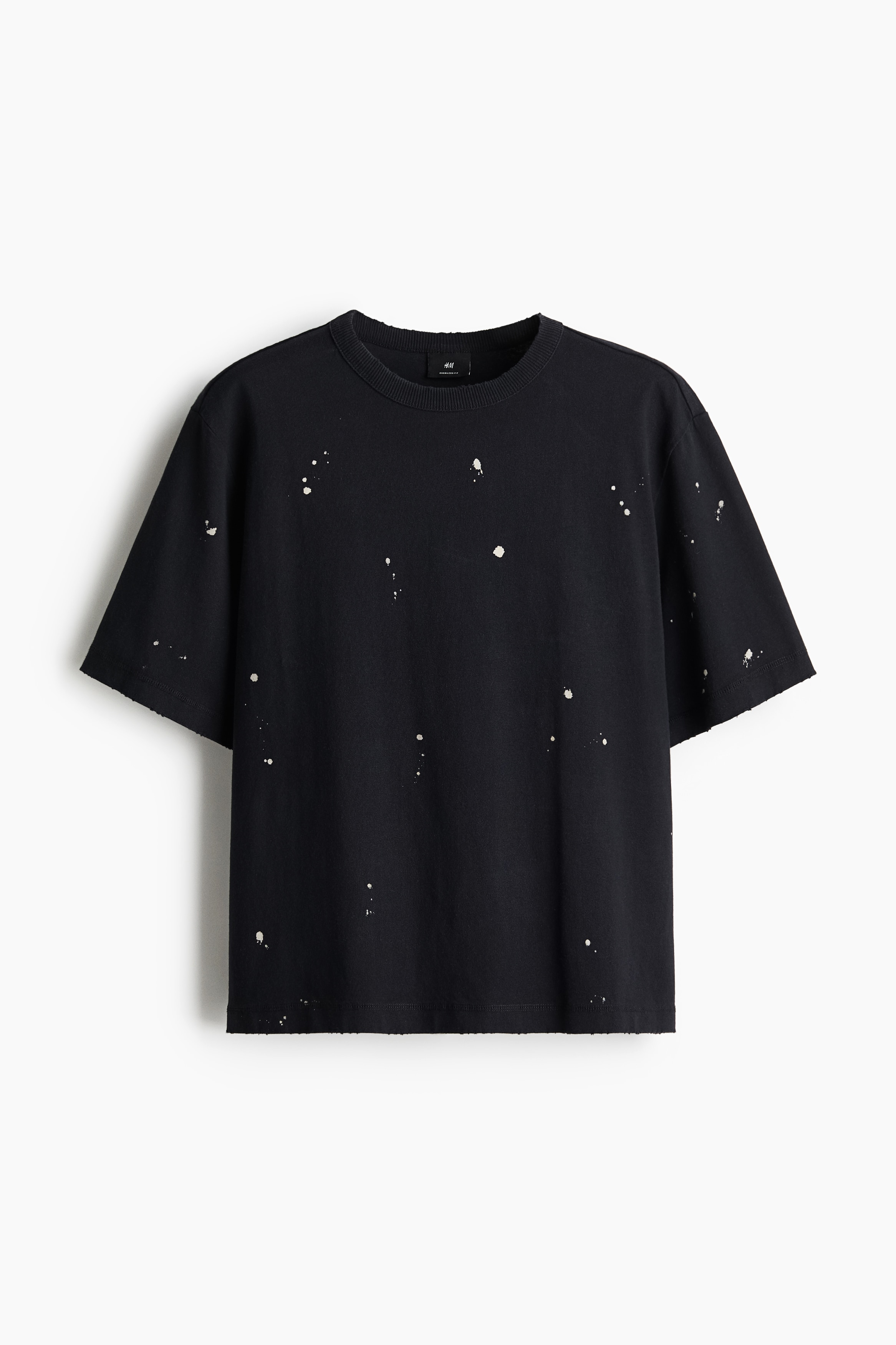 톡톡한 코튼 저지 소재의 티셔츠. 리브드 마감 라운드넥. 드롭 숄더. 스트레이트 헴라인. 넉넉하고 매우 루즈한 오버사이즈핏. 이미지