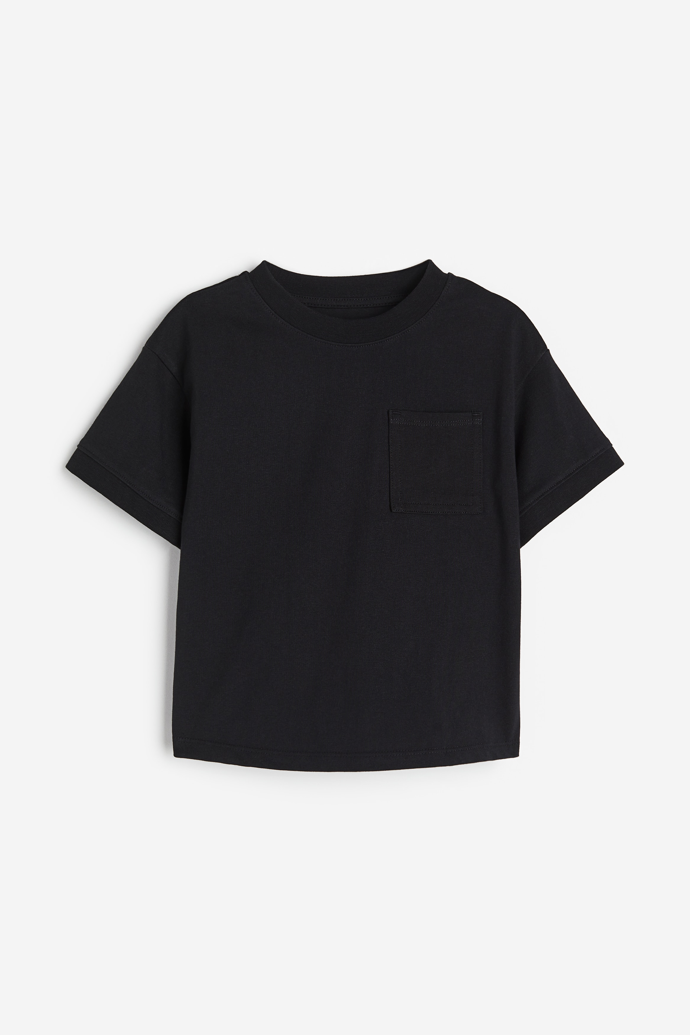 부드러운 코튼 저지 소재의 티셔츠. 가슴 포켓. 리브드 마감된 라운드넥. 이미지
