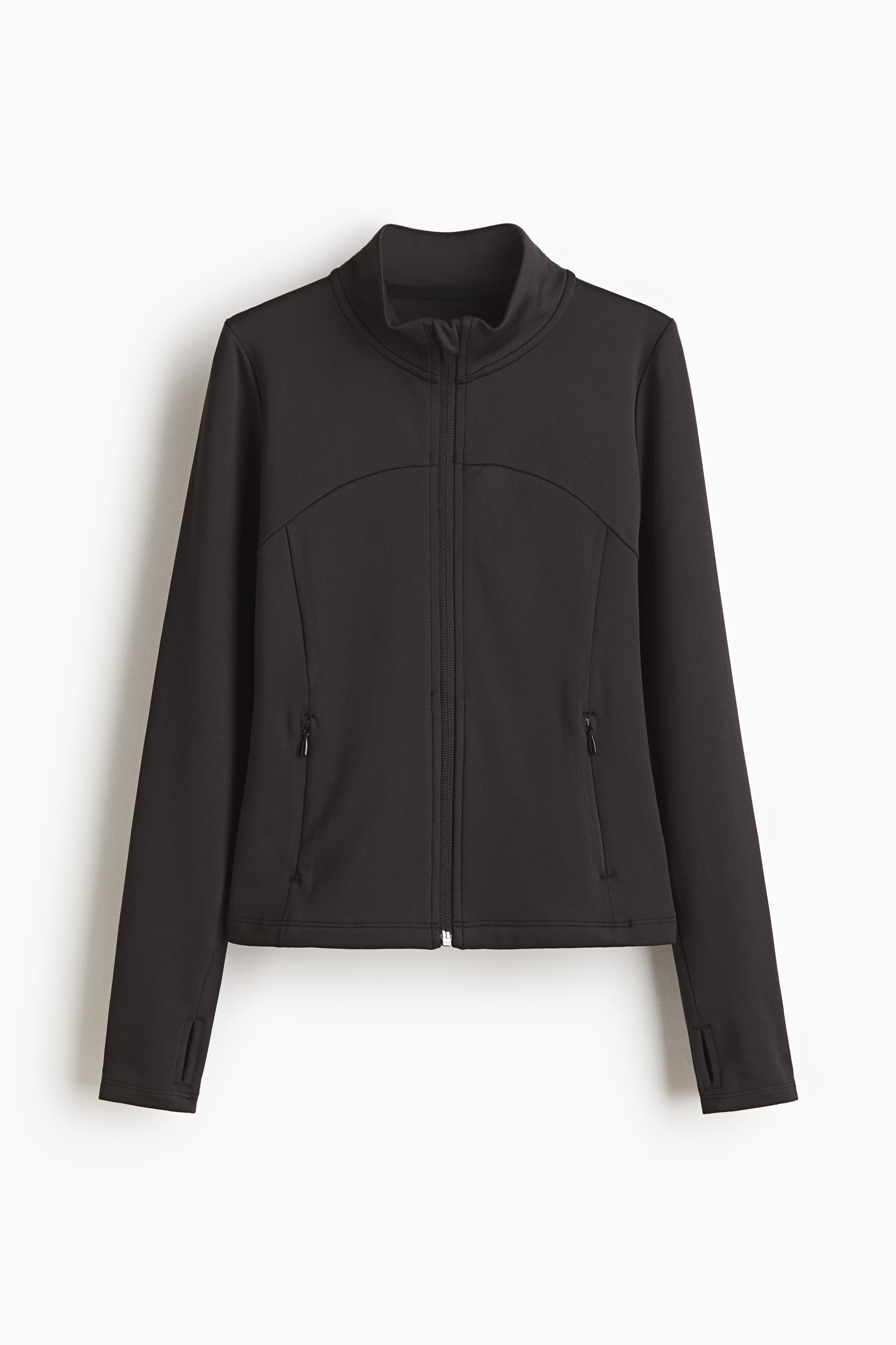 수분을 빠르게 흡수하여 편안하고 쾌적한 활동을 도와주는 기능성 DryMove™ 소재의 스포츠 재킷. 슬림핏. 하이넥. 앞면 지퍼 클로저. 지퍼로 여닫는 포켓. 긴소매. 소맷단에 엄지손가락 구멍이 있음. 이미지