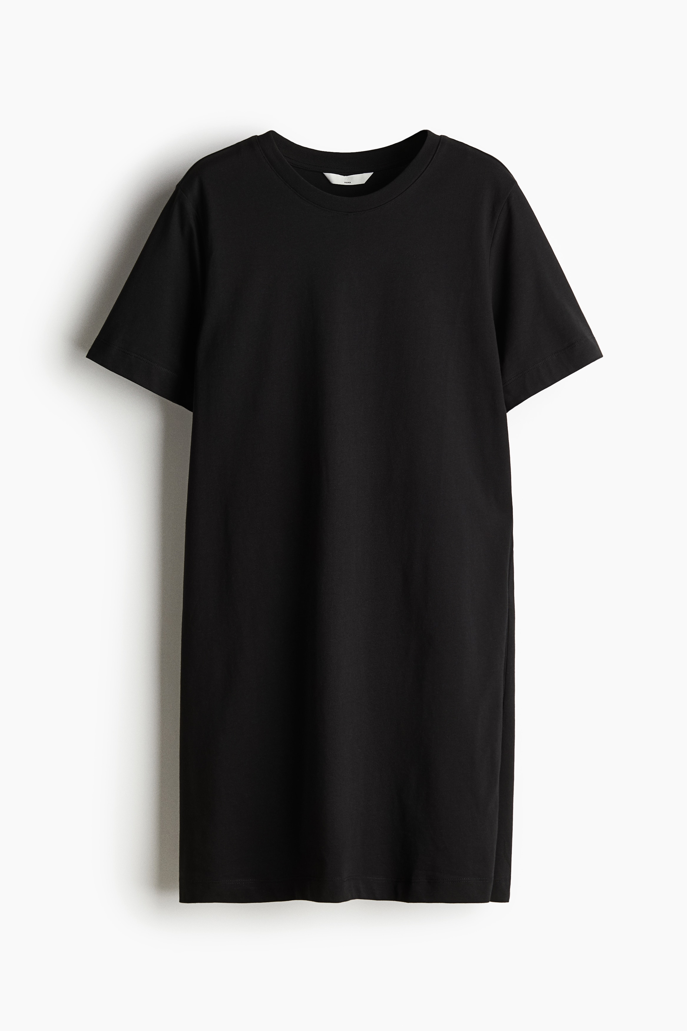 유니크한 수유 기능의 짧은 티셔츠 원피스. 부드러운 코튼 저지 소재. 루즈핏. 앞면이 2겹으로 마감되었으며, 한쪽 옆면에 트임이 있어 보온성을 유지하며 수유할 수 있도록 고안된 디자인. 이미지