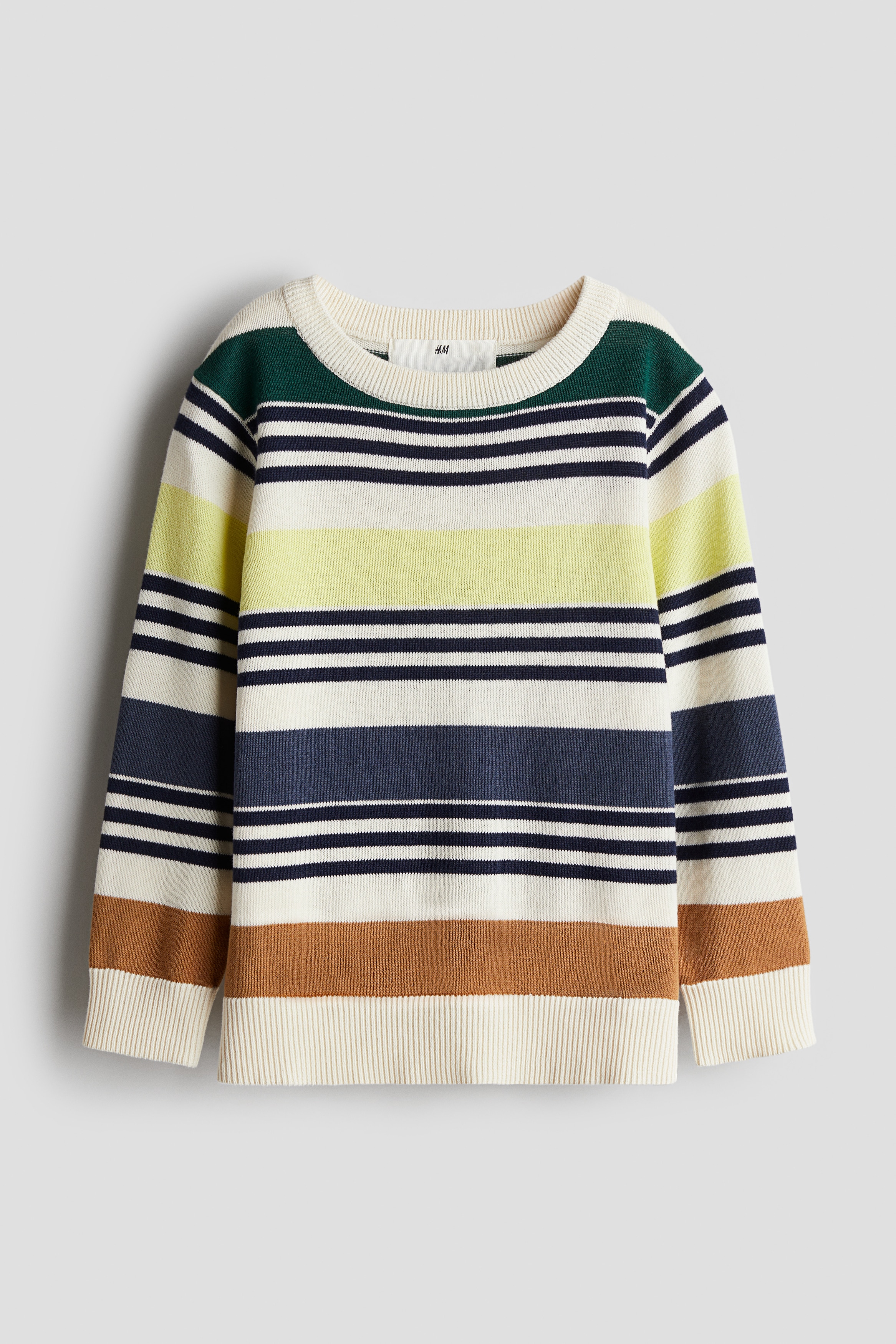 부드러운 코튼 소재의 긴소매 파인니트 스웨터. 라운드넥. 리브드 트리밍. 이미지