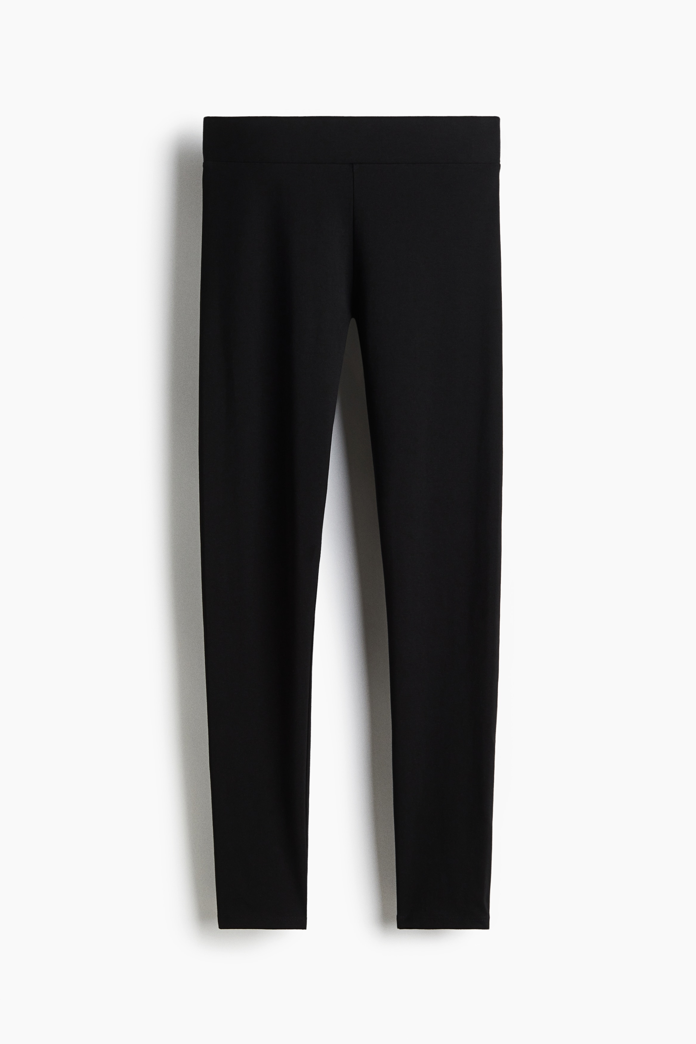 Leggings in soft cotton jersey featuring a high waist with a wide, elasticated waistband. 이미지1