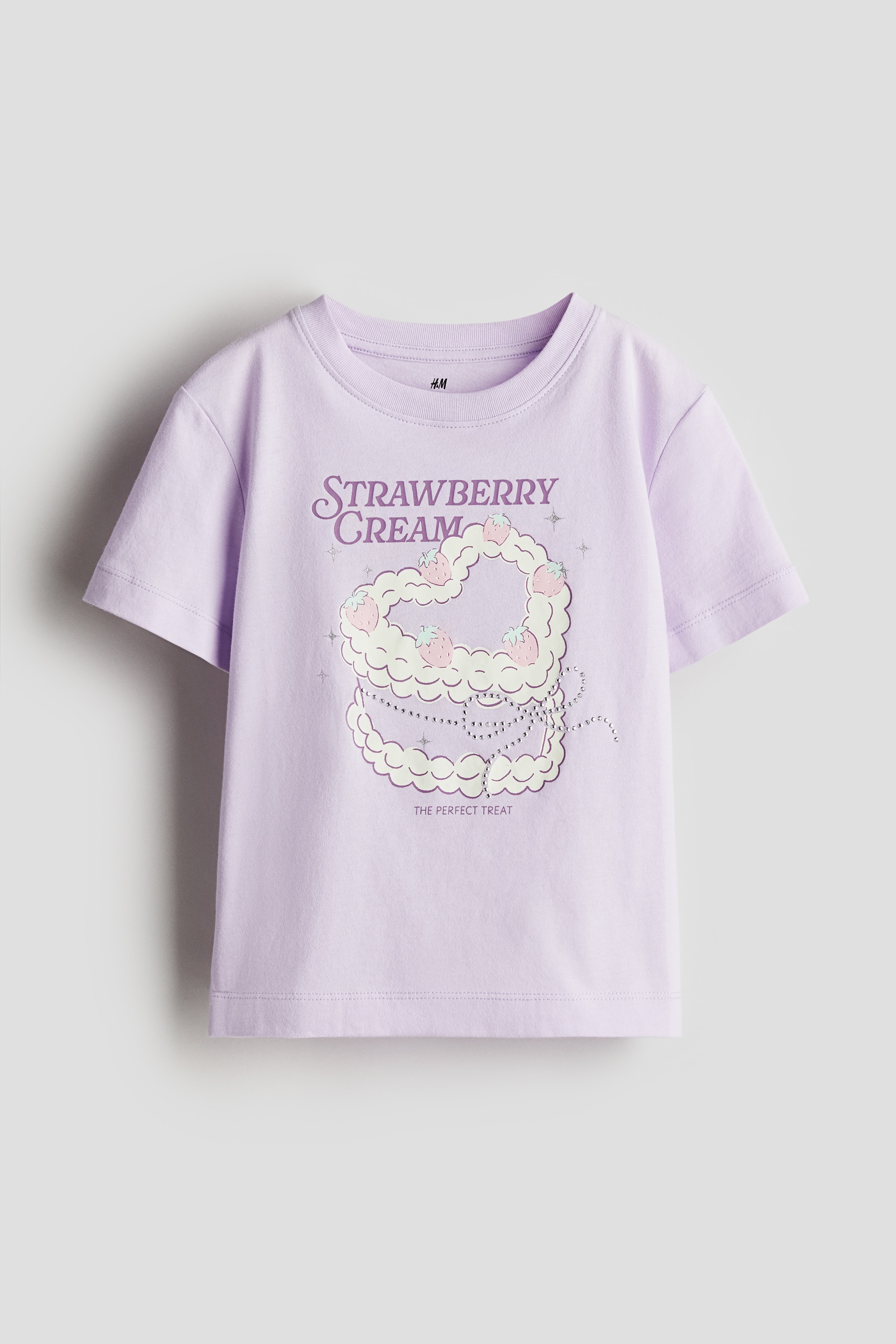 앞면에 장식이 있는 코튼 저지 소재의 티셔츠. 리브드 마감된 라운드 네크라인. 드롭 숄더. 반소매. 이미지