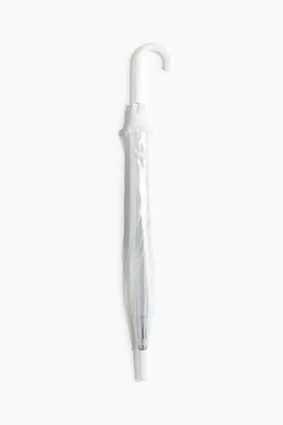 투명 캐노피와 플라스틱 손잡이로 구성된 우산. 지름 78cm. 이미지