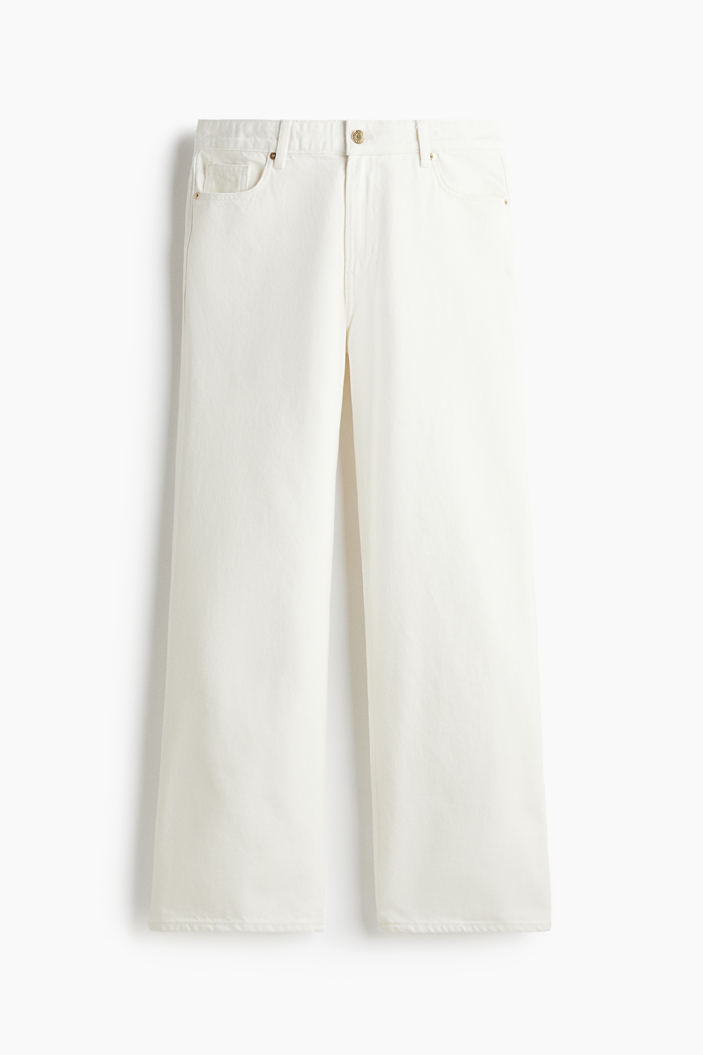 탄탄한 코튼 데님 소재의 5포켓 진. 처음은 탄탄하지만 착용할수록 부드럽고 유연해집니다. 와이드 레그. 허리부터 힙까지는 레귤러핏, 허벅지부터 아랫단까지는 와이드한 라인으로 마감됨. 레귤러 웨이스트. 지퍼와 버튼 클로저. 밑단이 발등 위로 떨어져 주름지는 긴 기장. 와이드 진은 옷장 필수품입니다. 이미지