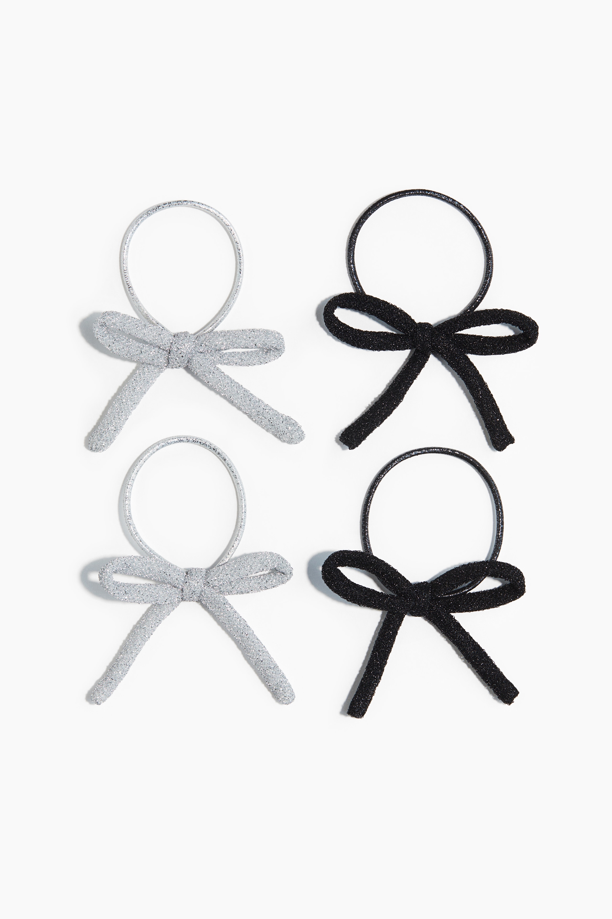 리본 장식이 있는 글리터 머리끈 세트. 이미지