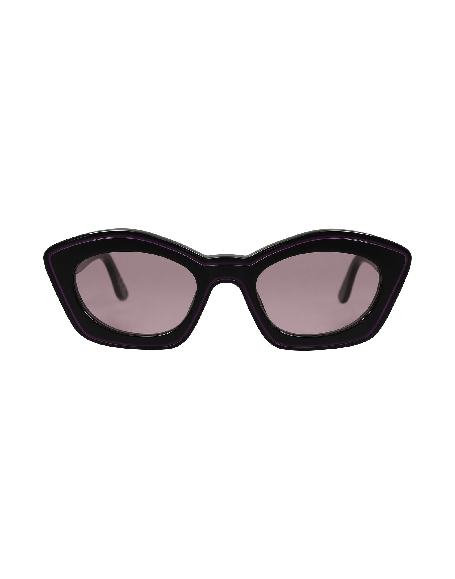 플라스틱, 투톤 패턴, 브랜드 로고, 플라스틱 프레임, 캣아이 스타일, 다크 렌즈. 이미지