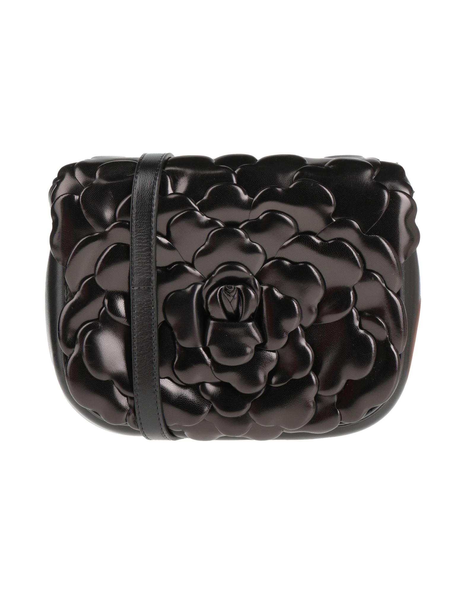 스몰, 가죽, 플라워 장식, 솔리드 컬러, 스냅버튼, 조절가능 핸들, 데이타임, 동물성 비섬유 자재 함유, 새들백. 이미지