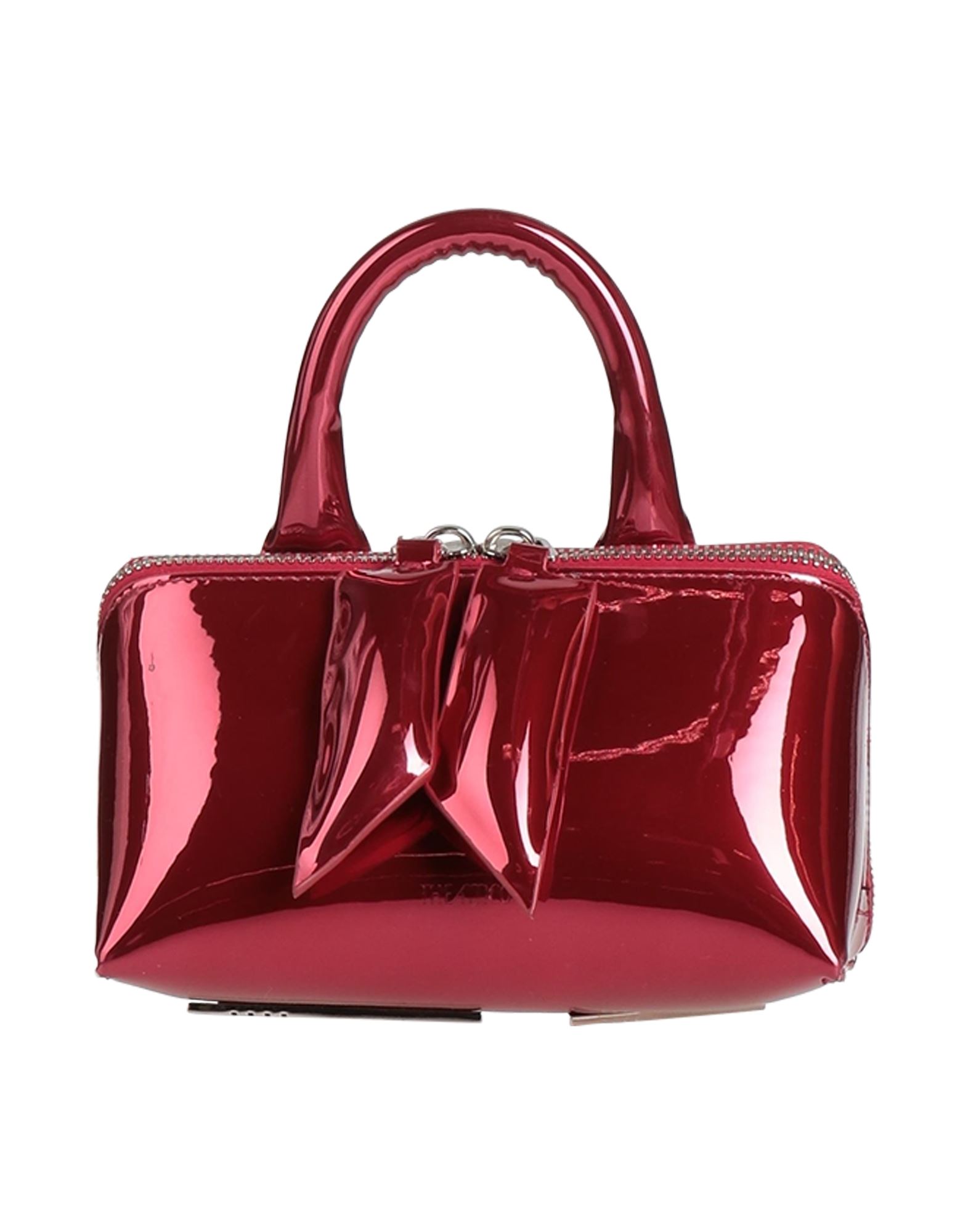 사첼백, 유광 가죽, 솔리드 컬러, 브랜드 로고, 지퍼 여밈, 싱글 핸들, 스터드 장식 바닥장식 바닥2, 스몰 스타일, 동물성 비섬유 자재 함유. 이미지