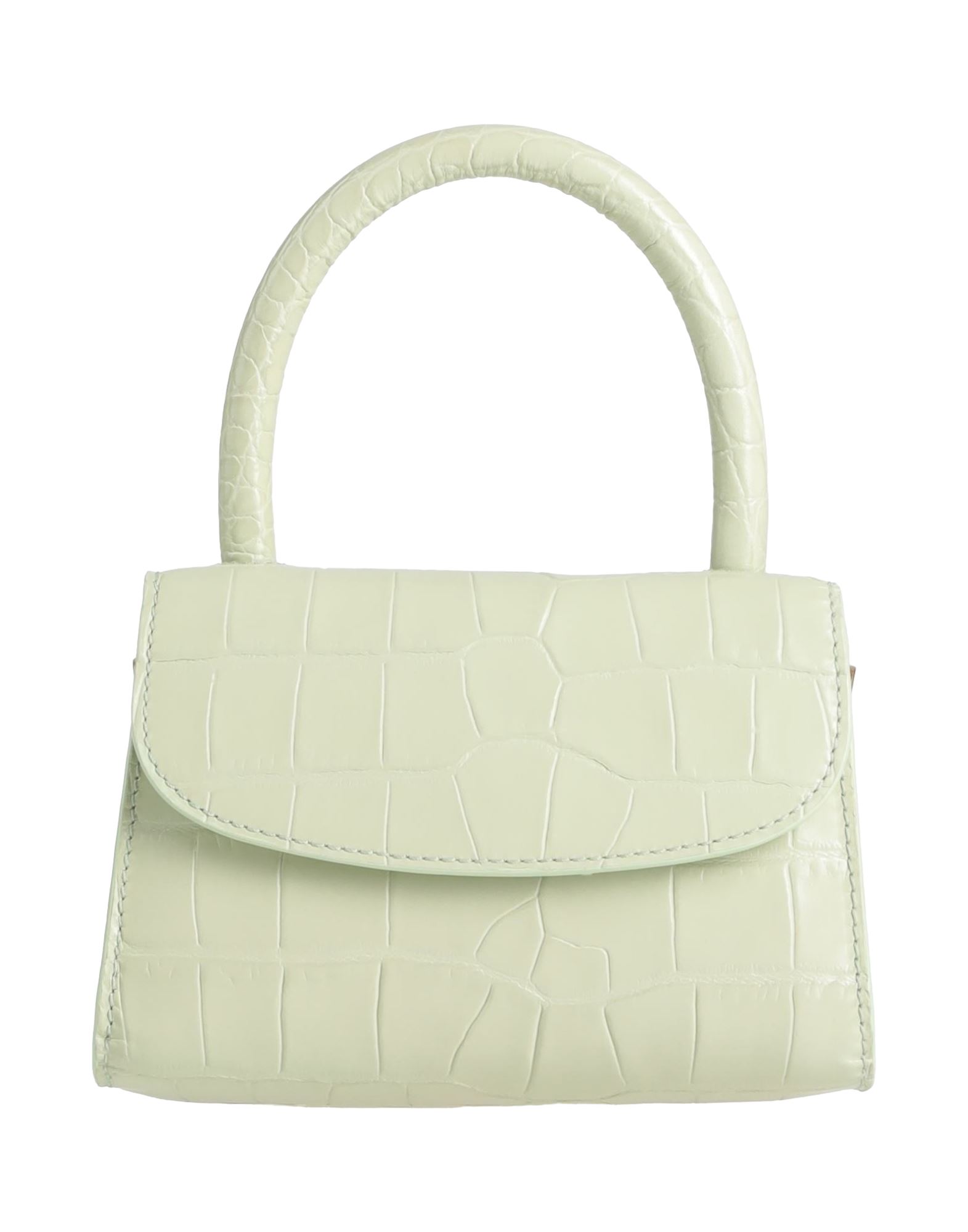 스몰, 가죽, 악어 프린트, 장식 부착 없음, 솔리드 컬러, 가죽 백킹, 마그네틱 클로져, 싱글 핸들, 탈착가능 숄더 스트랩, 데이타임, 동물성 비섬유 자재 함유, 플랩백. 이미지