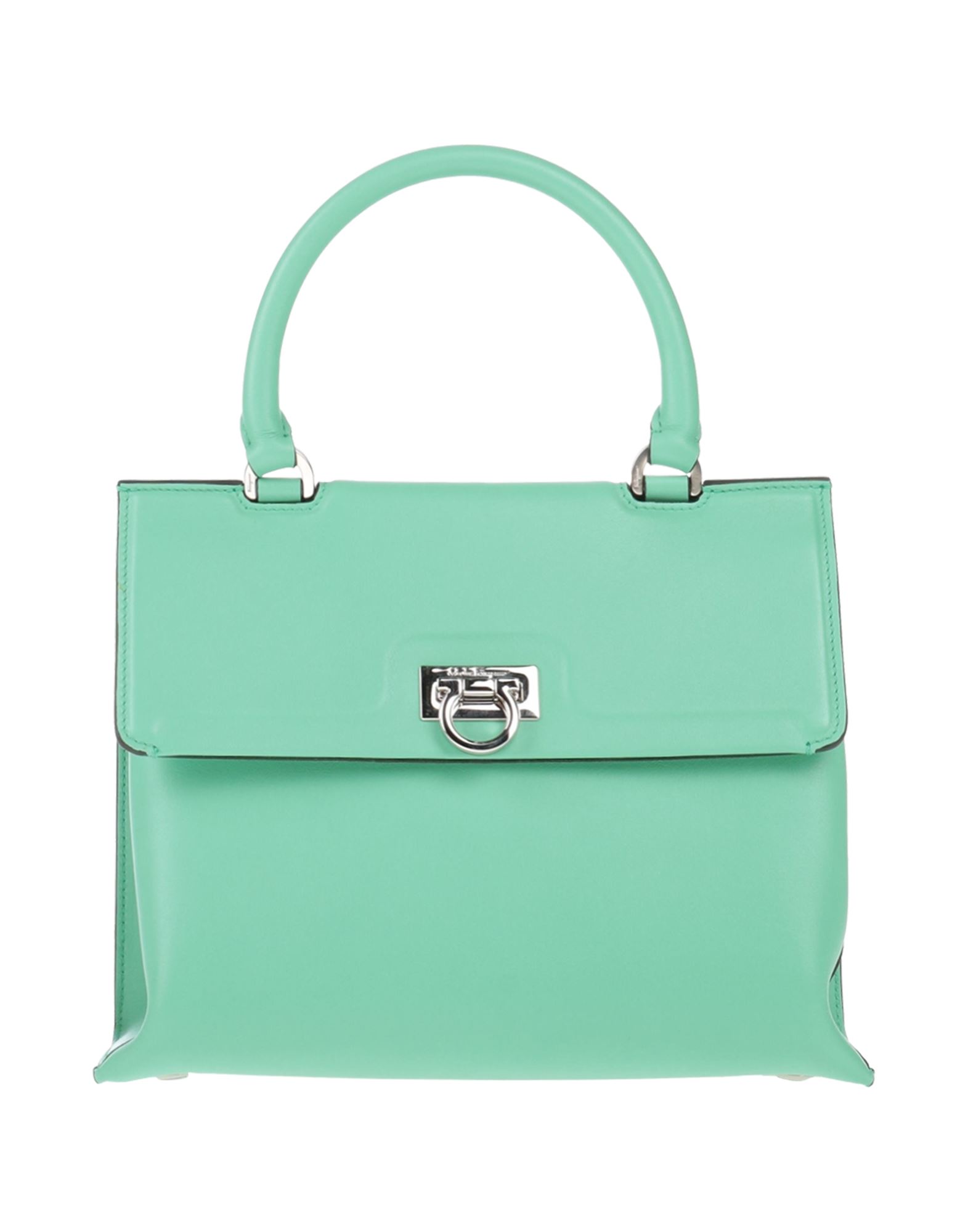 미디엄 스타일, 가죽, 브랜드 로고, 솔리드 컬러, 클래스프 클로져, 싱글 핸들, 동물성 비섬유 자재 함유, 플랩백. 이미지