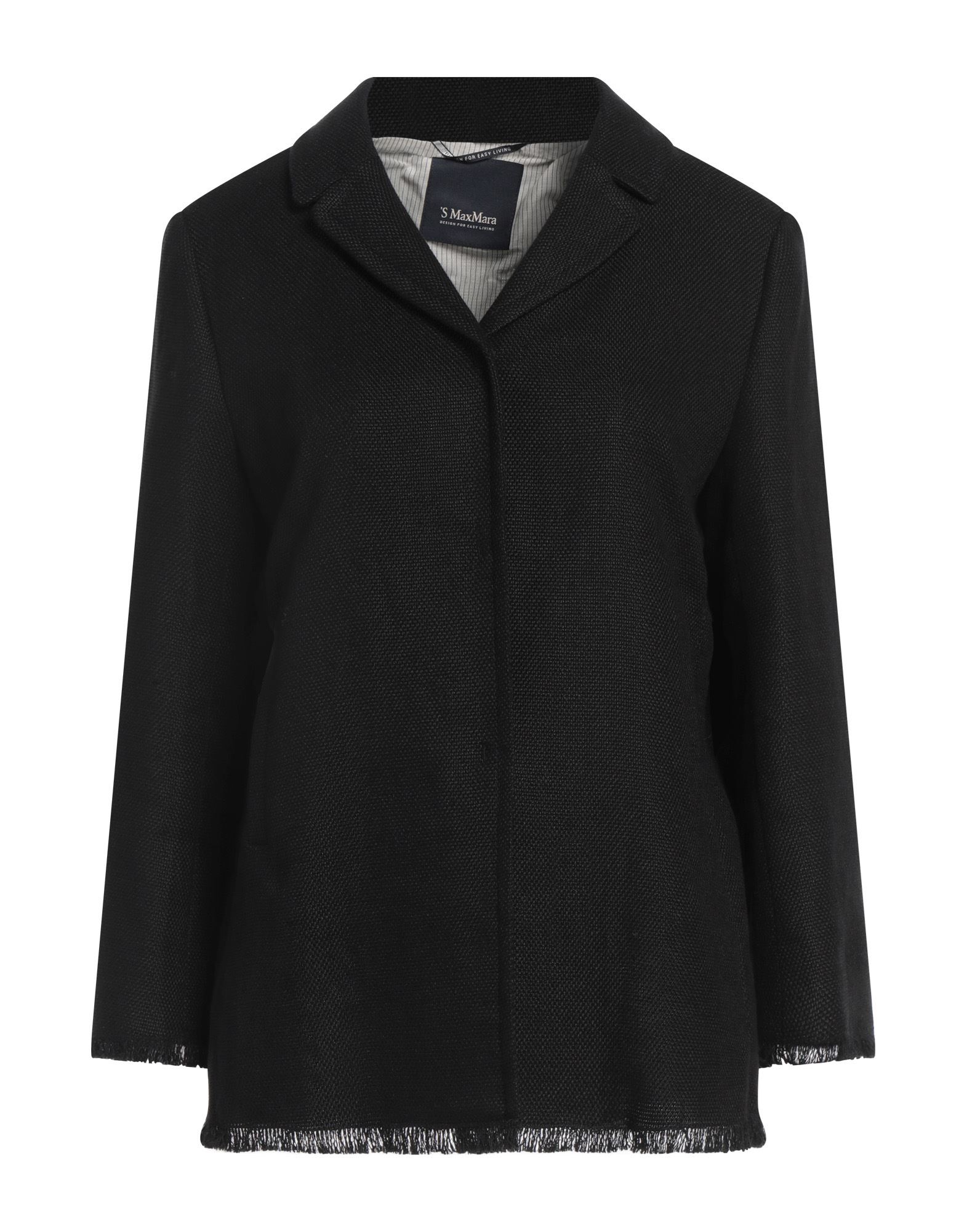 싱글 브레스티드 블레이저, 트위드, 솔리드 컬러, 장식 부착 없음, 라펠, 롱 슬리브, 부분적으로 안감 처리한 내부, 스냅버튼 여밈, 멀티 포켓, 손세탁 또는 드라이클리닝, 표백 금지, 건조기 사용불가. 이미지