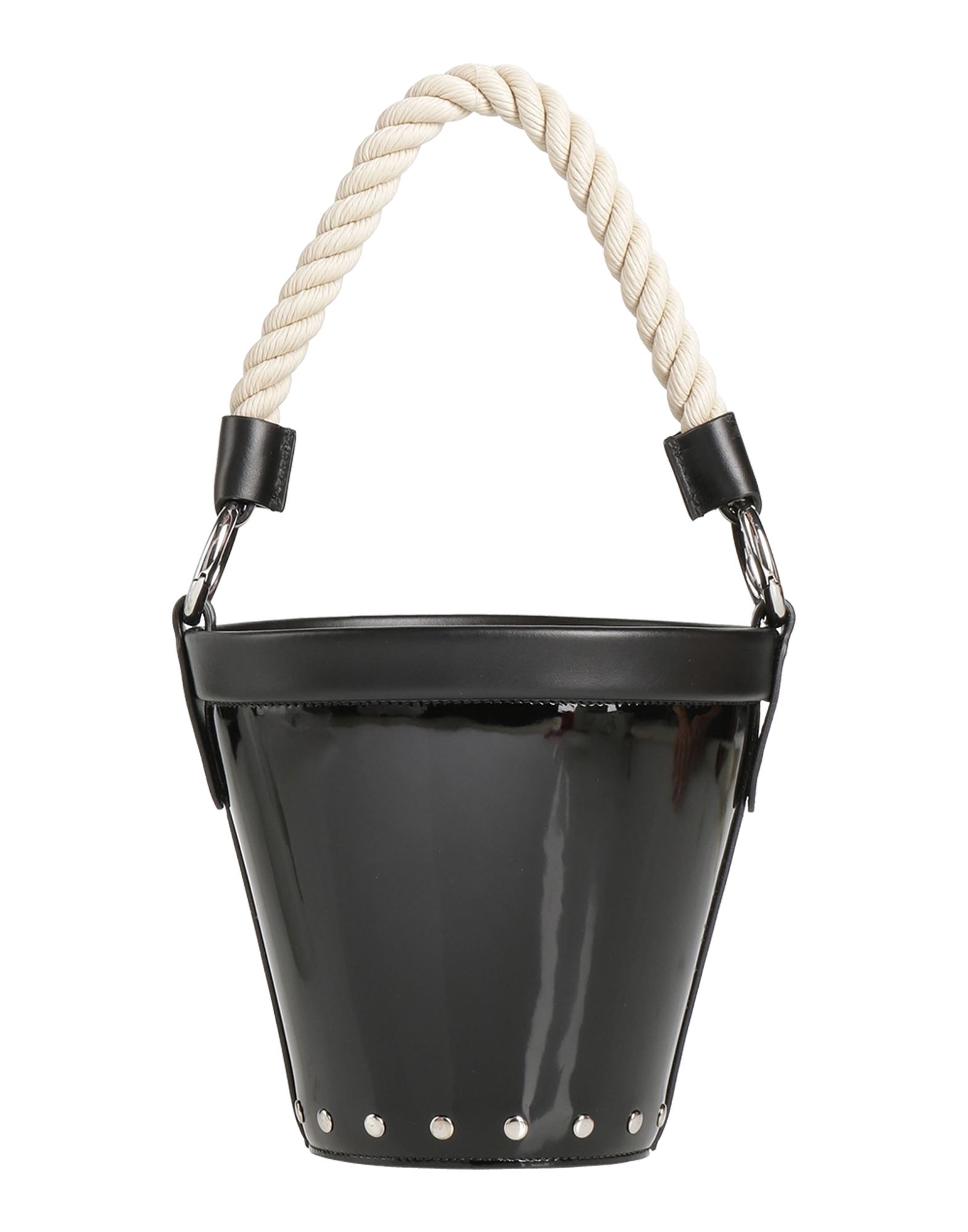 스몰 스타일, 가죽, 브랜드 로고, 스터드, 장식 디테일 솔리드 컬러, 드로스트링, 안감있음, 조절가능 핸들, 탈착가능 숄더 스트랩, 동물성 비섬유 자재 함유, 버킷백. 이미지