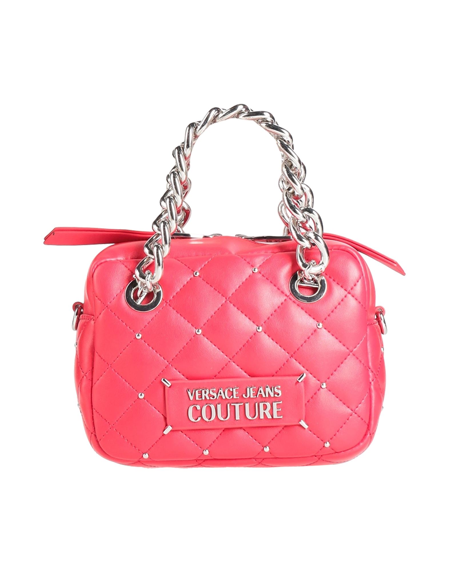 핸드백, 인조가죽, 퀼팅, 장식 디테일 솔리드 컬러, 브랜드 로고, 스터드, 지퍼 여밈, 안감있음, 내부 포켓, 더블 핸들, 탈착가능 숄더 스트랩, 스몰 스타일. 이미지