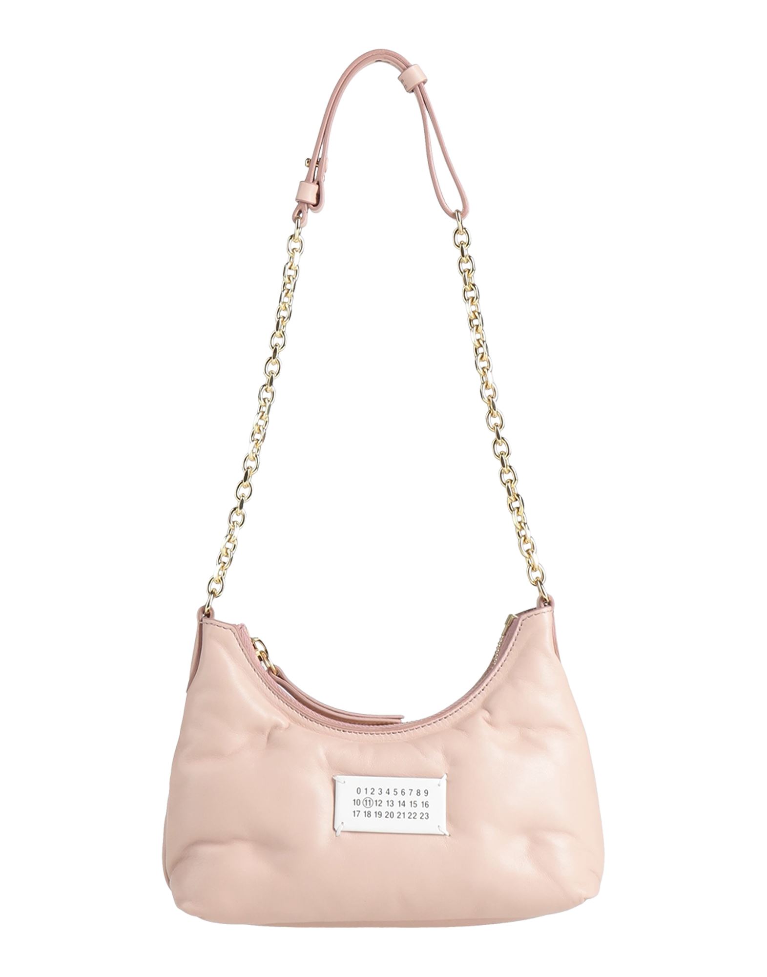 미디엄 스타일, 가죽, 브랜드 로고, 솔리드 컬러, 지퍼 여밈, 동물성 비섬유 자재 함유, 바게트백. 이미지