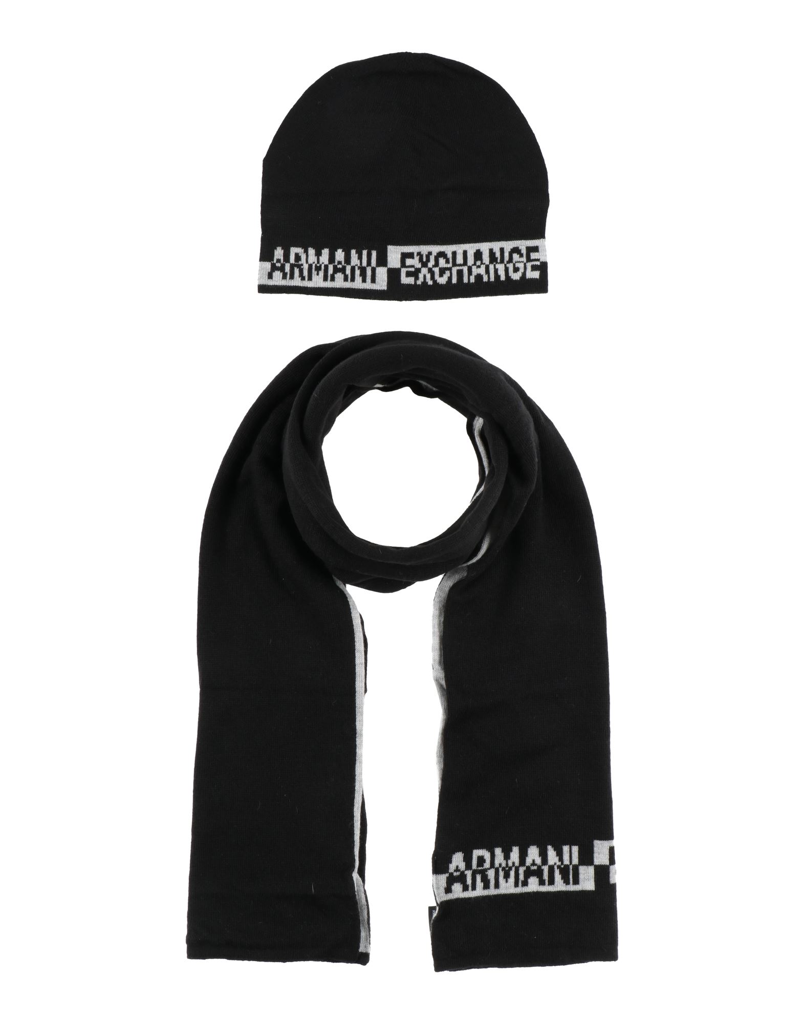 모자 세트, 니트 소재, 라이트웨이트 니트, 브랜드 로고, 투톤 패턴, 손세탁, 2피스 세트, 표백 금지, 건조기 사용불가. 이미지