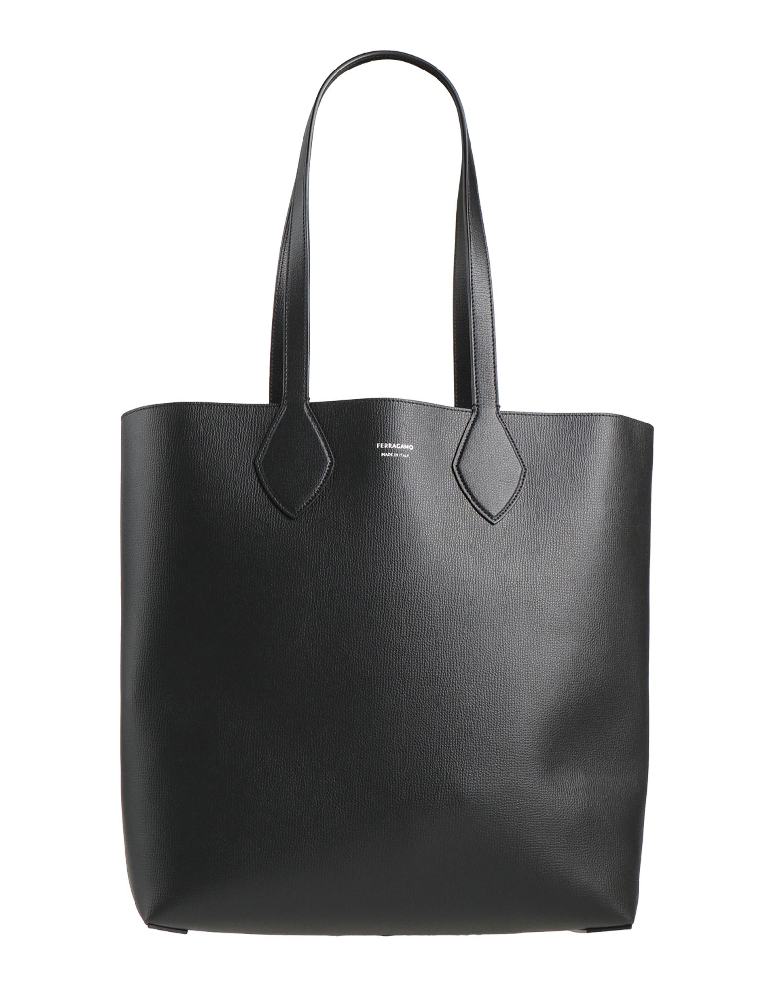 쇼퍼백, 페블 효과 가죽, 솔리드 컬러, 브랜드 로고, 탈착 가능한 내부 파우치, 더블 핸들, 라지 스타일, 동물성 비섬유 자재 함유. 이미지