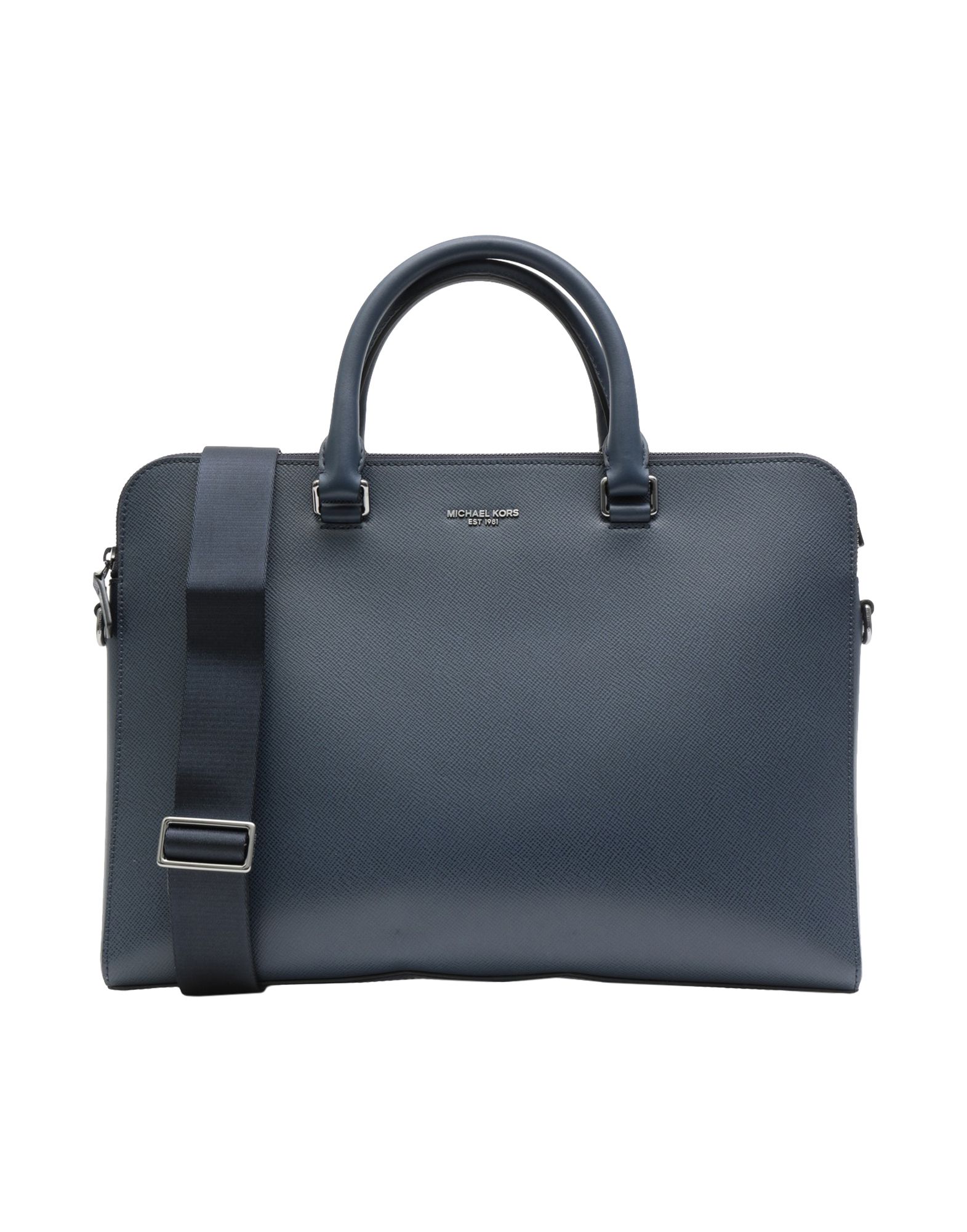 미디, 프린티드 가죽, 로고, 메탈 디테일, 솔리드 컬러, κλείσιμο με φερμουάρ, 외부 포켓, 내부 포켓, 더블 핸들, 탈착가능 숄더 스트랩, 내부 컴파트먼트, 안감있음, 동물성 비섬유 자재 함유, 컴퓨터 가방. 이미지