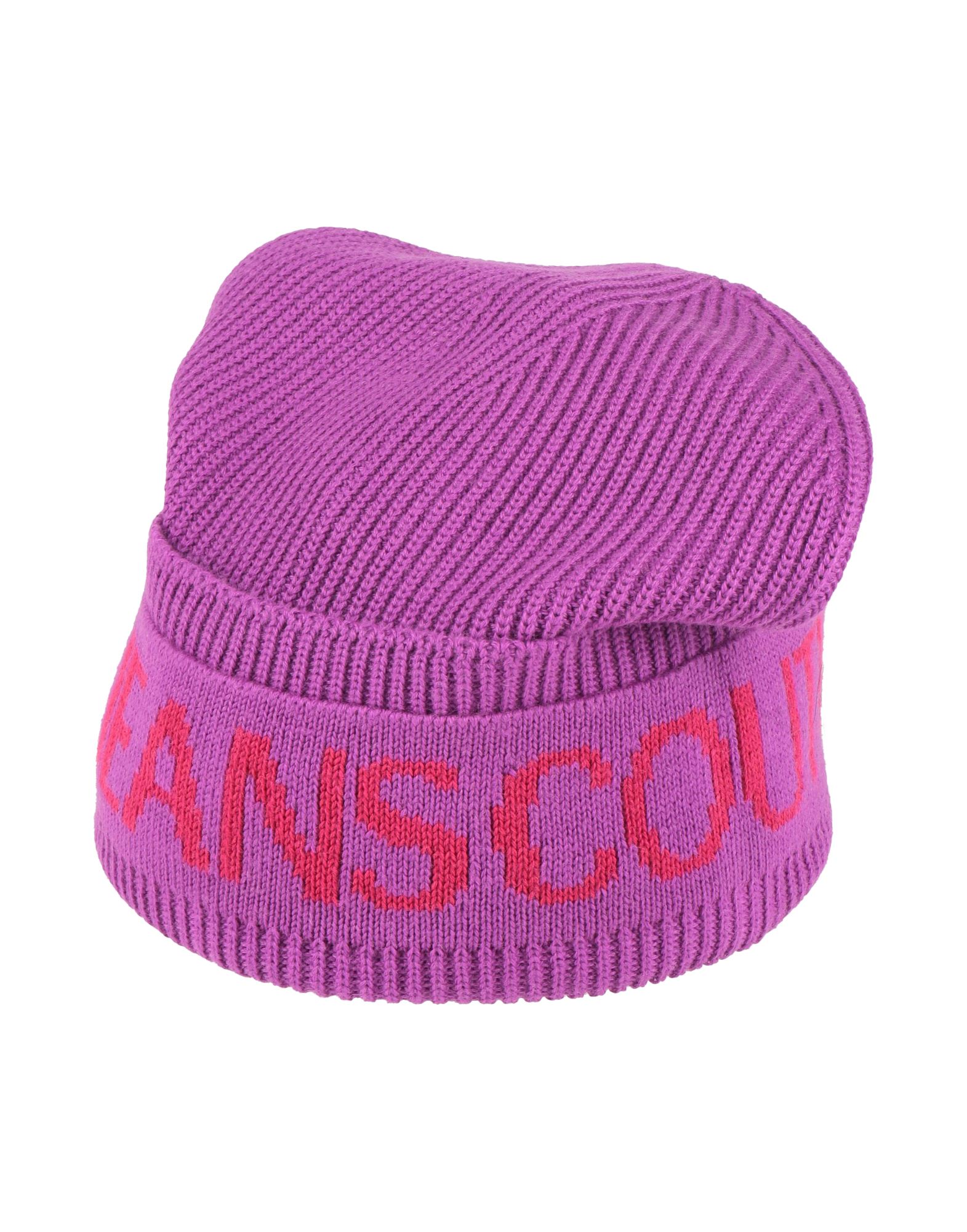 비니, 니트 소재, 메탈릭 효과, 라이트웨이트 니트, 투톤 패턴, 브랜드 로고. 이미지