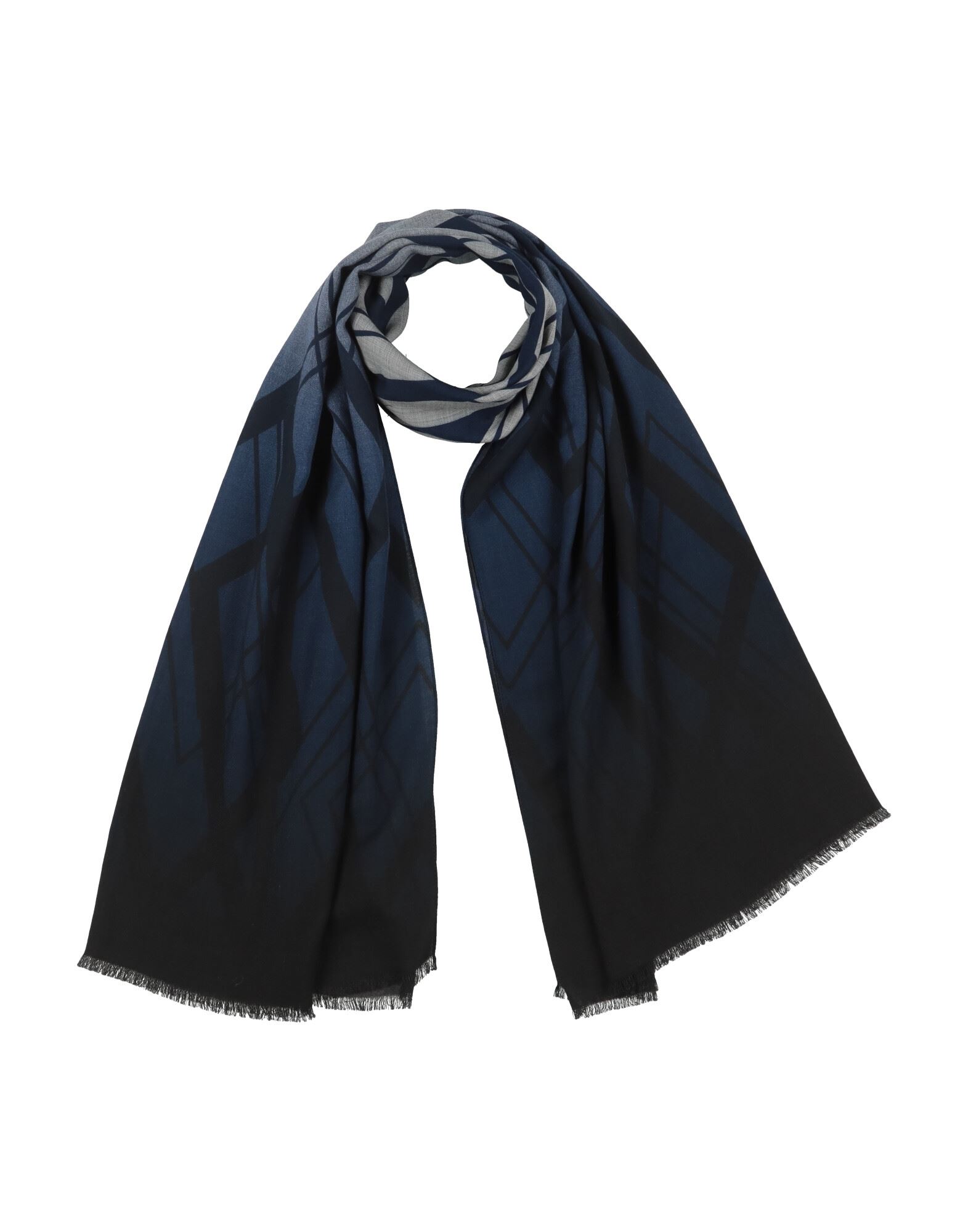 스카프 & 머플러, 울, 플란넬, 기하학 패턴, 프린지, 브랜드 로고, 드라이클리닝, 표백 금지, 건조기 사용불가. 이미지