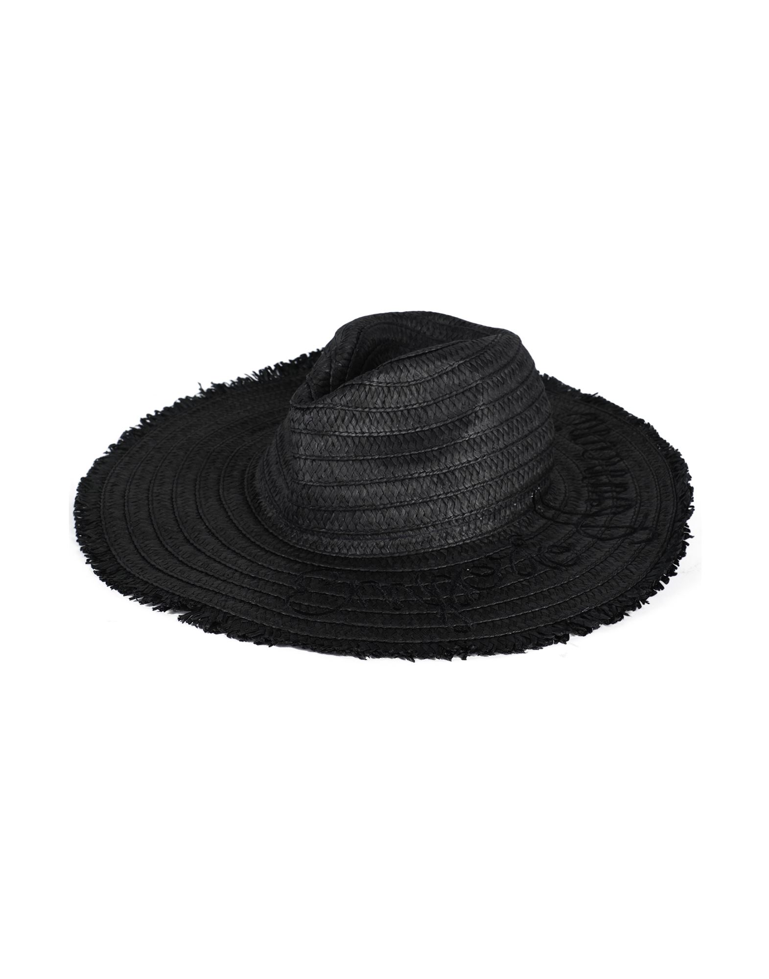 비치 햇, 솔리드 컬러, 자수 장식, 브랜드 로고, 프린지 헴. 이미지