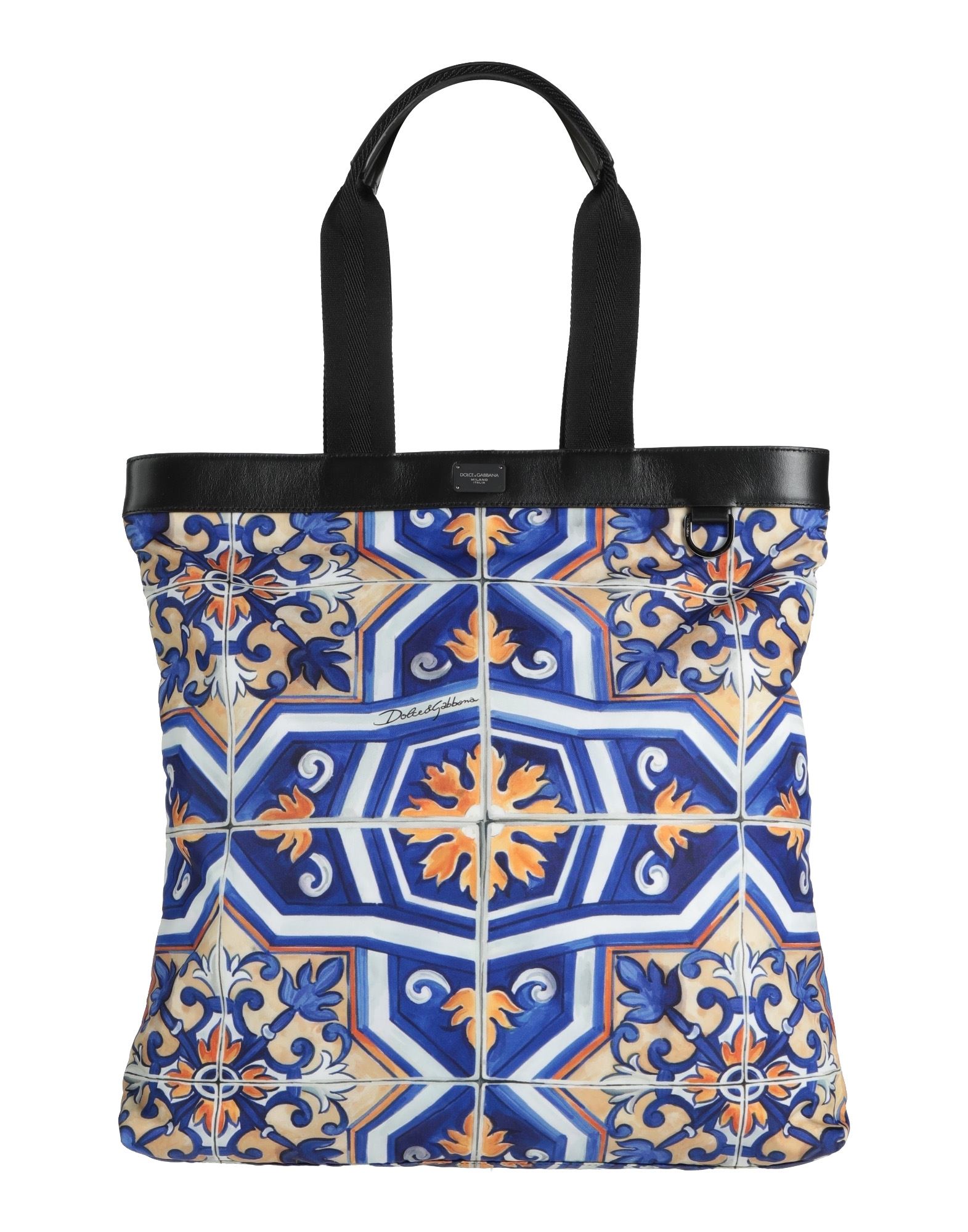 맥시, 가죽, 테크니컬 패브릭, 브랜드 로고, 멀티컬러 패턴, 안감있음, 마그네틱 클로져, 내부 포켓, 더블 핸들, 데이타임, 동물성 비섬유 자재 함유. 이미지