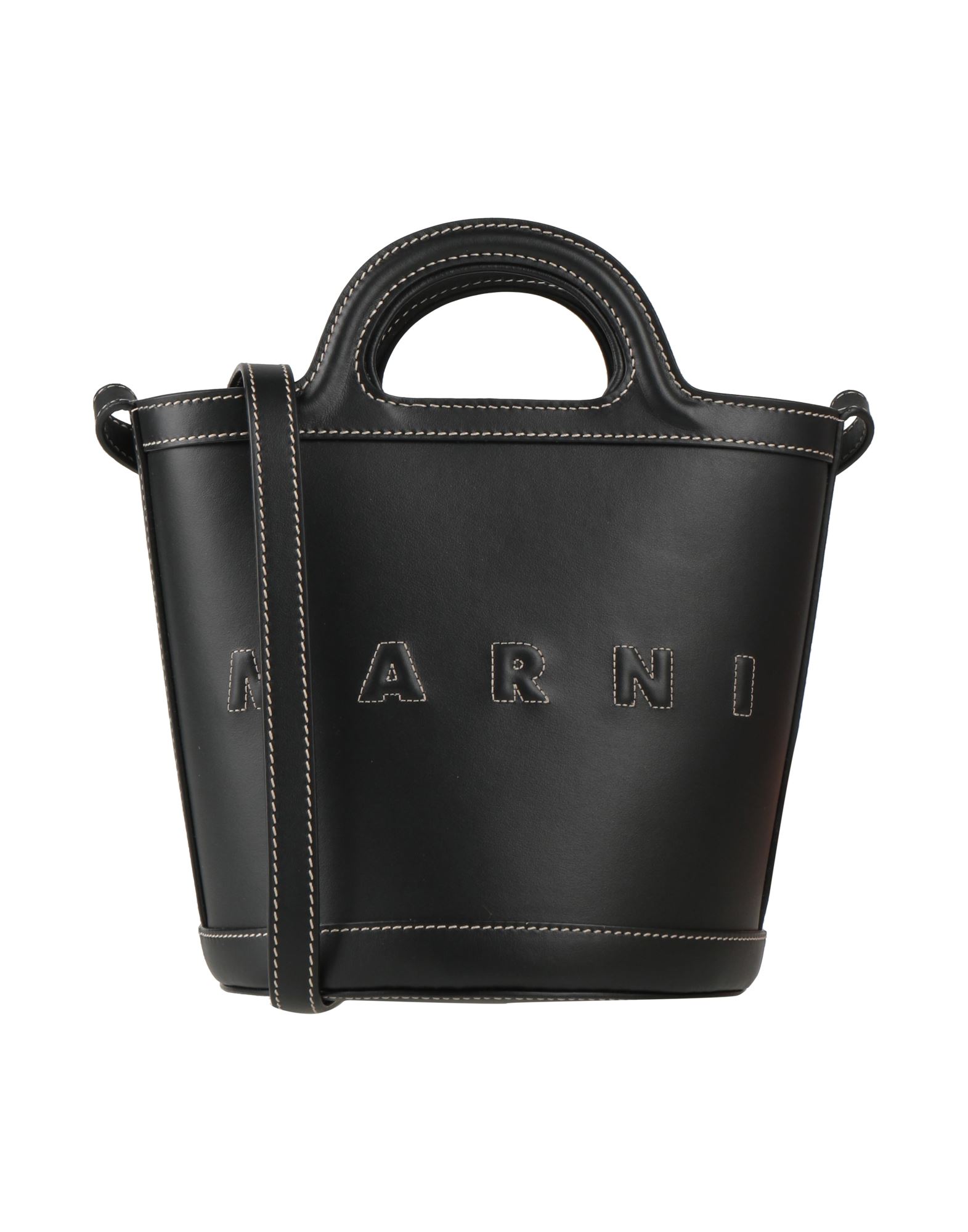 버킷백, 스몰 스타일, 가죽, 장식 디테일 솔리드 컬러, 브랜드 로고, 드로스트링 여밈, 안감있음, 내부 지퍼 포켓, 더블 핸들, 조절가능 숄더 스트랩, 가죽 스트랩, 동물성 비섬유 자재 함유. 이미지