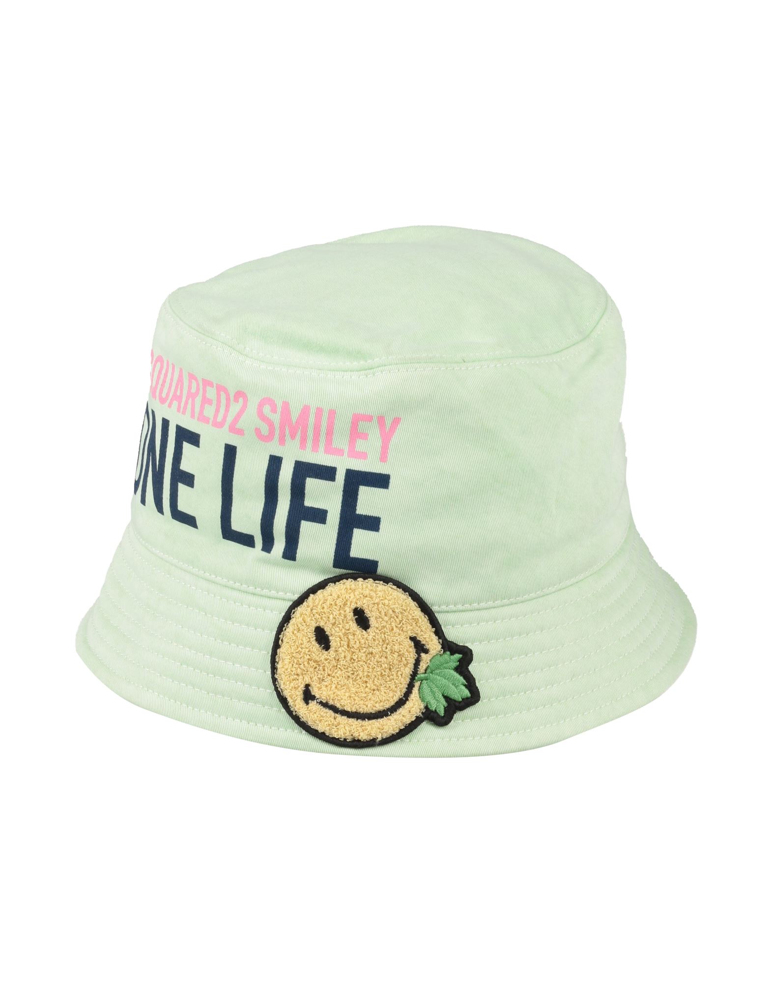버킷 햇, 개버딘, 프린트 디테일 솔리드 컬러, 브랜드 로고, 장식 효과, 소프트 바이저, 안감없음. 이미지