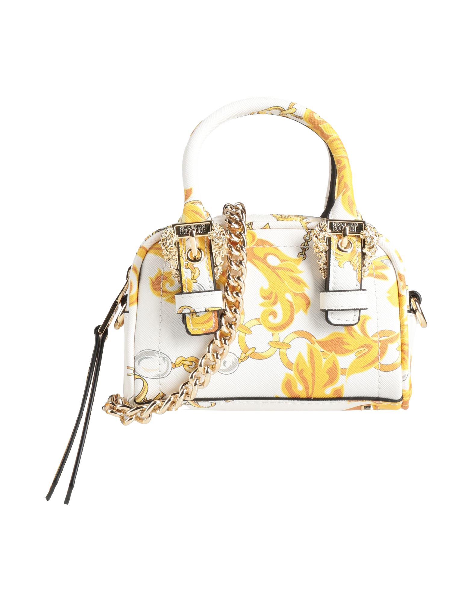 미니백, 합성 소재, 시그니처 프린트, 브랜드 로고, 지퍼 여밈, 안감있음, 카드 수납공간, 더블 핸들, 탈착가능 숄더 스트랩, 메탈 스트랩, 스터드 장식 바닥장식 바닥2, 미니 스타일. 이미지