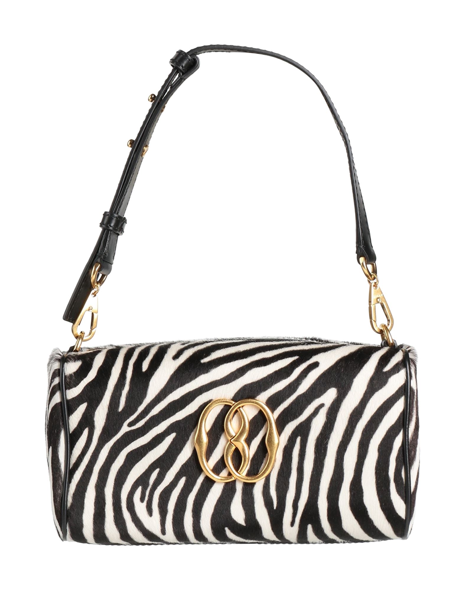 사첼백, 카프 헤어, 지브라 패턴, 브랜드 로고, 지퍼 여밈, 안감있음, 분리 가능한 핸들, 탈착가능 숄더 스트랩, 메탈 스트랩, 미디엄 스타일, 동물성 비섬유 자재 함유. 이미지